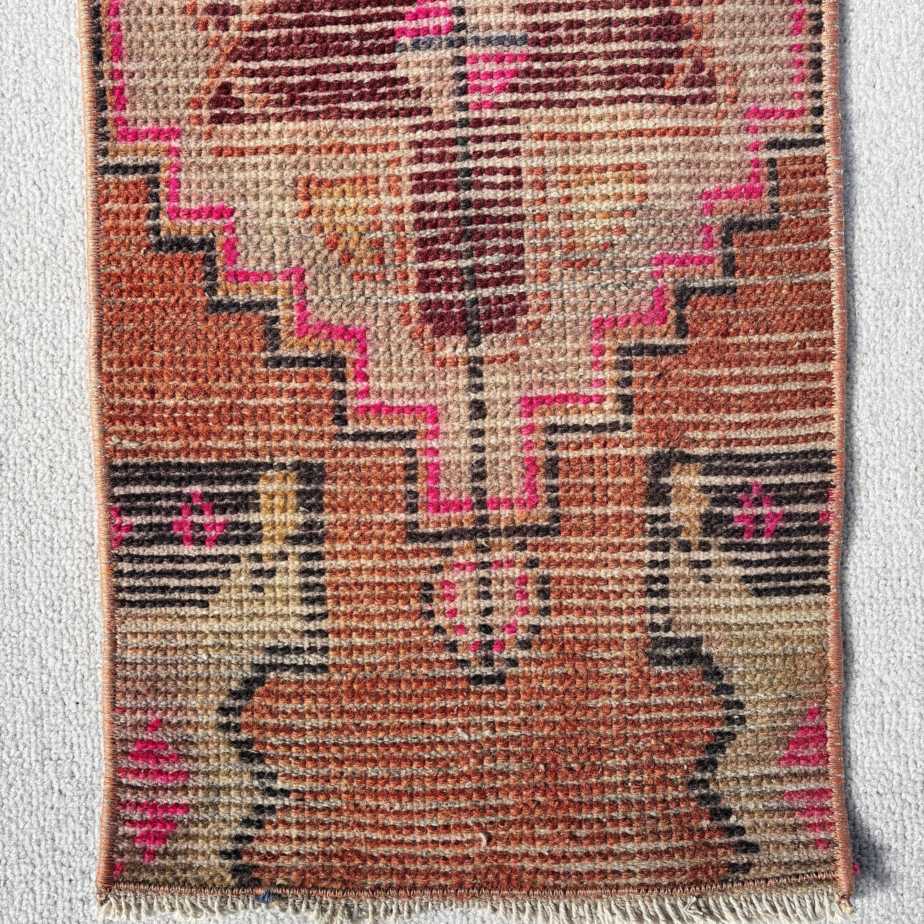 Anadolu Halıları, 1x2,3 ft Küçük Halı, Modern Halılar, Küçük Vintage Halı, Kahverengi Oryantal Halılar, Boho Halı, Vintage Halı, Çocuk Halıları, Türk Halıları