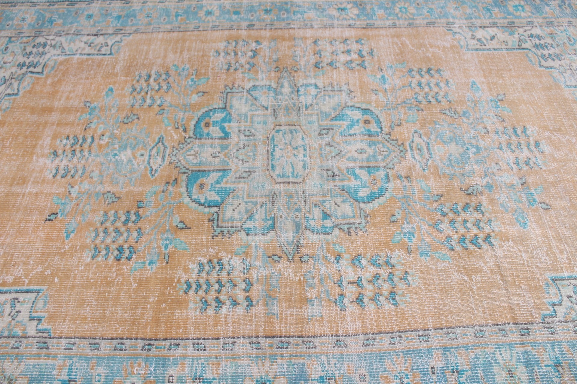 Salon Rug, Oushak Rug, Pale Rug, Vintage Rugs, Orange Wool Rug, Home Decor Rugs, Dining Room Rug, 6.2x9.6 ft Large Rug, Turkish Rugs