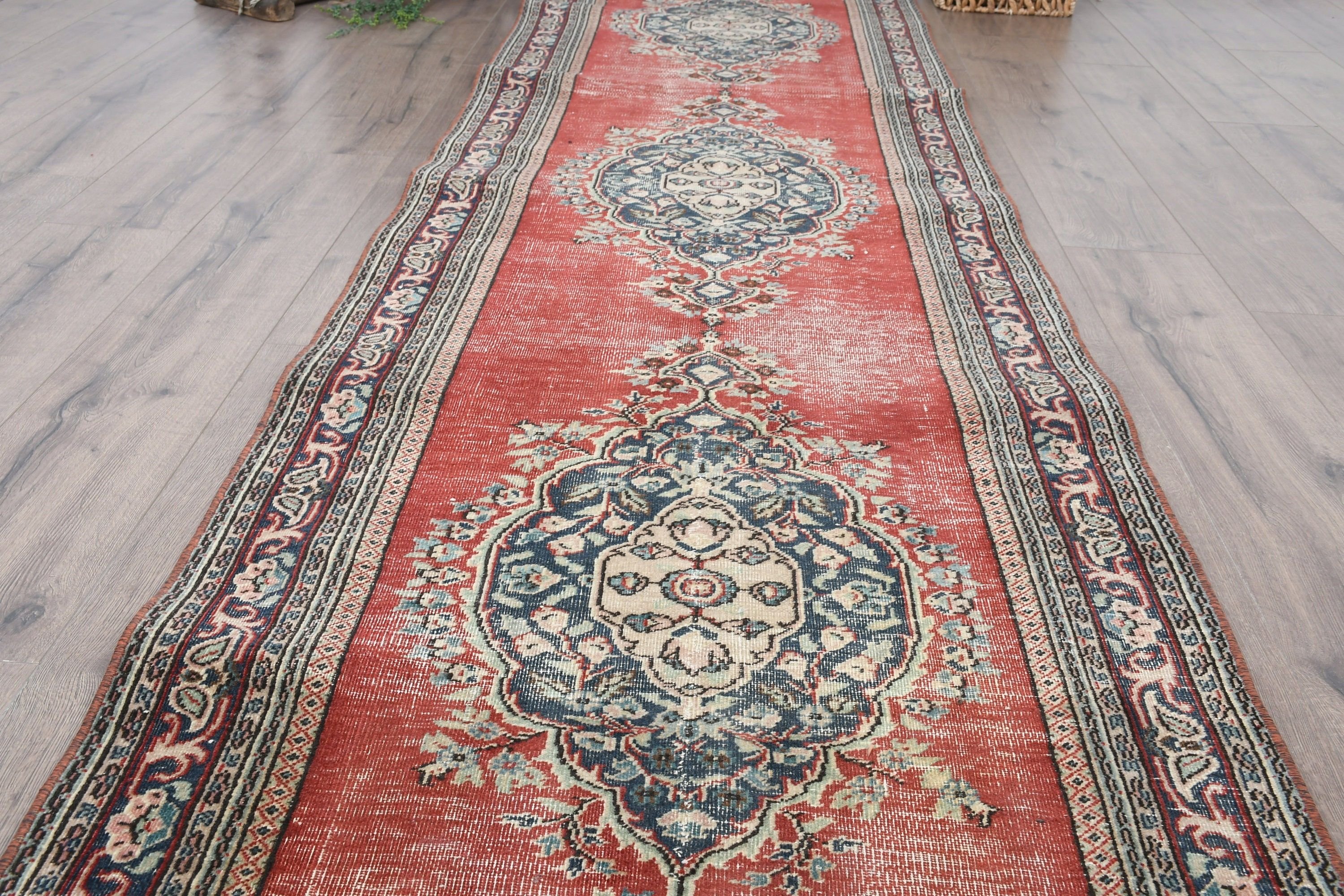 Wool Rugs, Vintage Rug, Turkish Rug, Rugs for Corridor, Red Cool Rugs, Home Decor Rug, Hallway Rug, Corridor Rug, 2.8x10.7 ft Runner Rugs