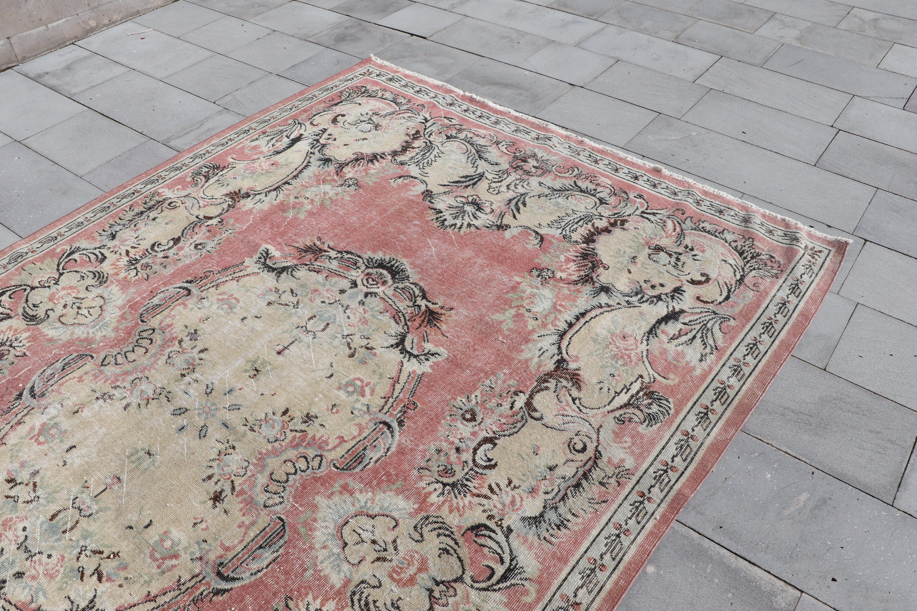 Living Room Rugs, Kitchen Rug, Vintage Rug, Bedroom Rug, Oriental Rug, Aztec Rugs, Red Moroccan Rug, 6.6x10.2 ft Large Rug, Turkish Rug