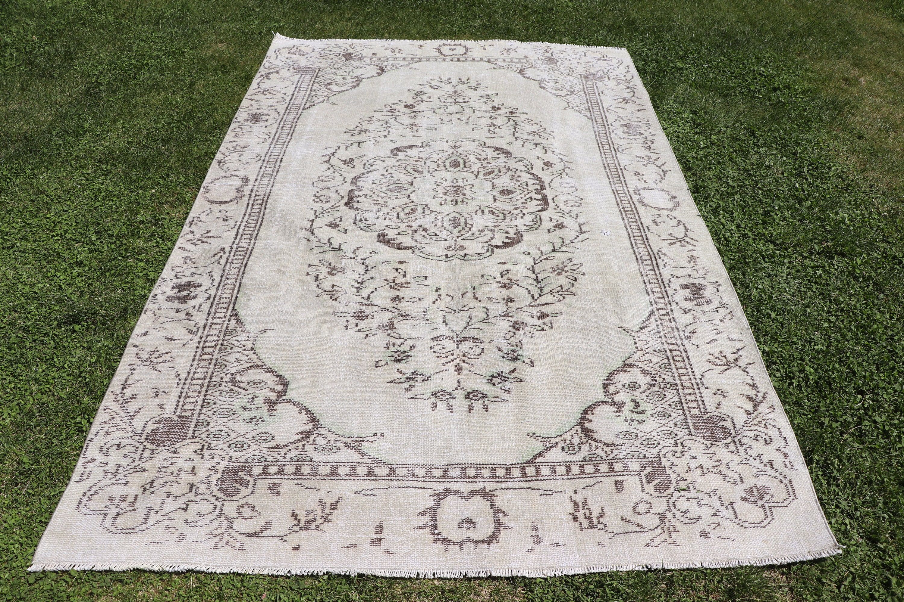 Türk Halıları, Yün Halılar, Vintage Halı, Boho Halılar, Nötr Halılar, Büyük Vintage Halı, Yeşil Fas Halıları, 5.2x8.5 ft Büyük Halı, Yatak Odası Halıları