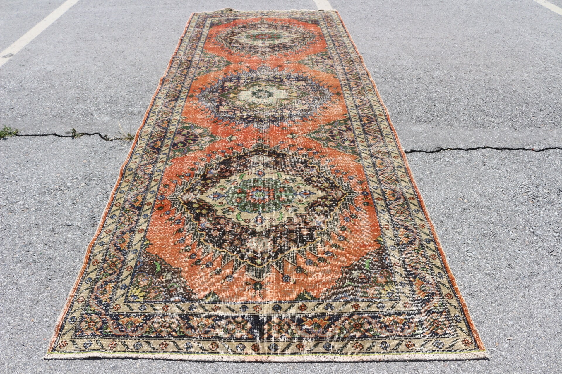 Hallway Rug, Rugs for Hallway, Home Decor Rugs, Orange Home Decor Rug, Cool Rugs, 4.8x12.6 ft Runner Rugs, Vintage Rugs, Turkish Rugs