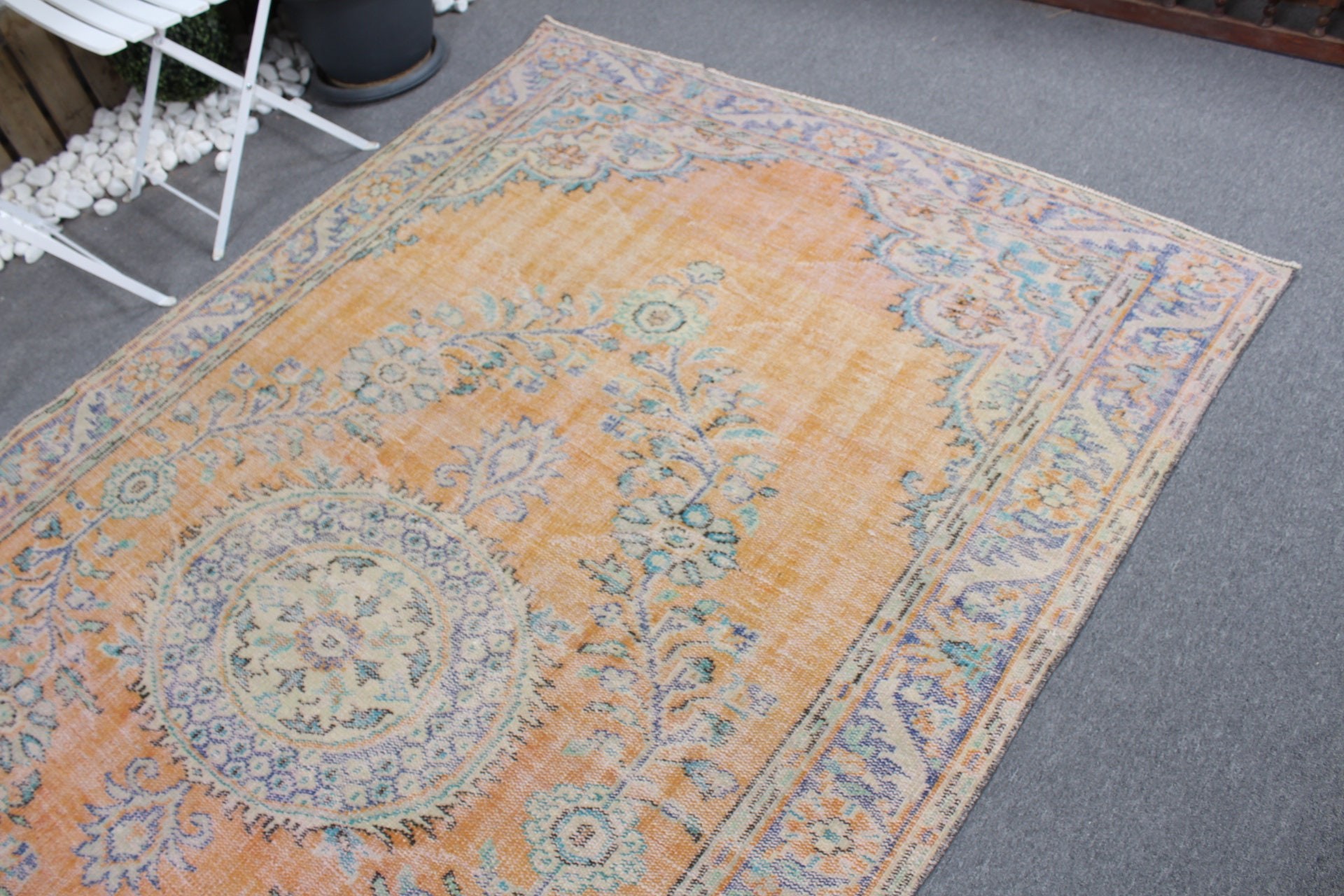 Vintage Rugs, Salon Rug, Home Decor Rug, Rugs for Bedroom, Turkish Rug, Antique Rug, 5.4x8.9 ft Large Rug, Orange Wool Rug, Bedroom Rug