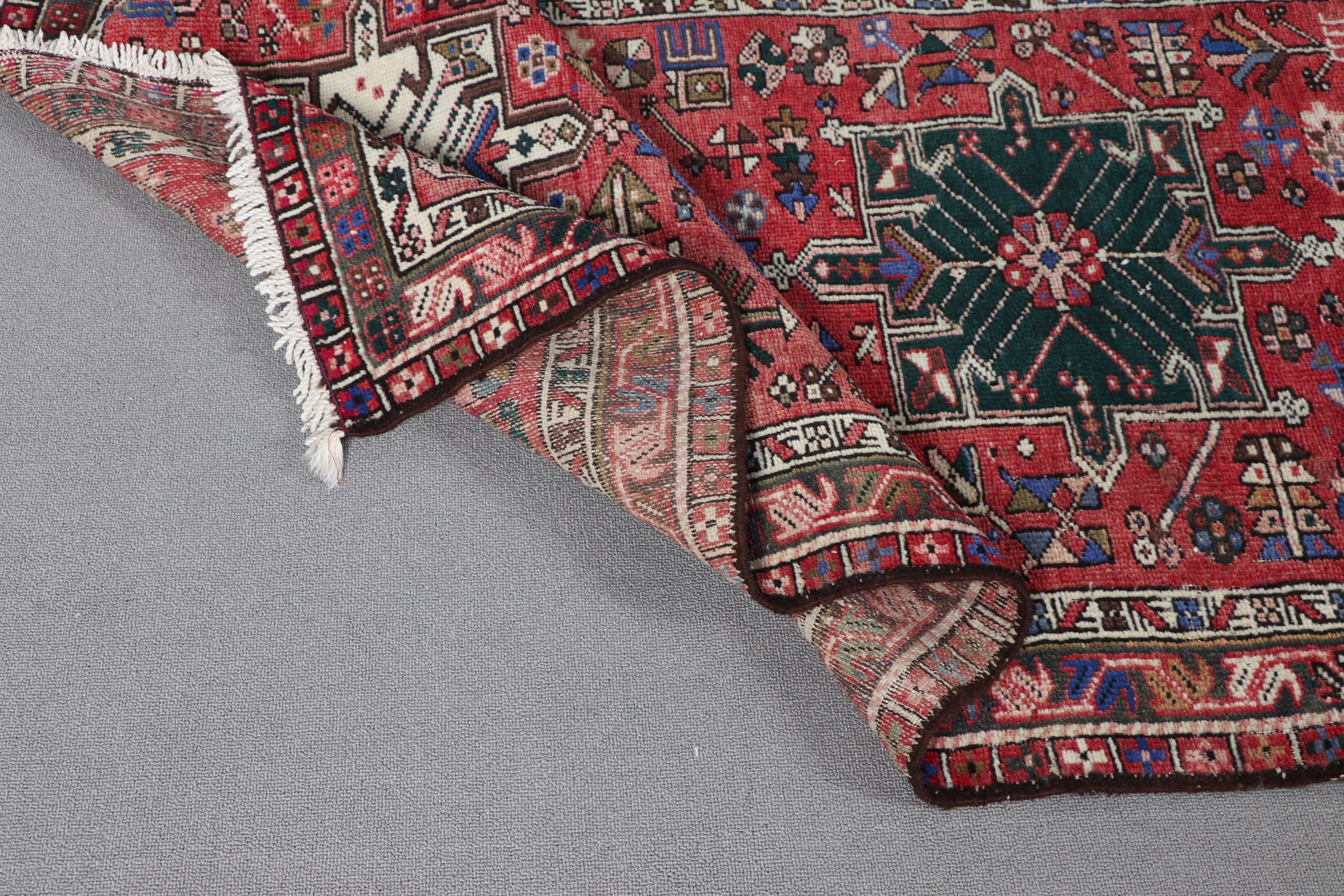 Wool Rug, Oriental Rug, Red  3.2x12.7 ft Runner Rug, Rugs for Hallway, Decorative Rug, Kitchen Rug, Turkish Rug, Vintage Rug