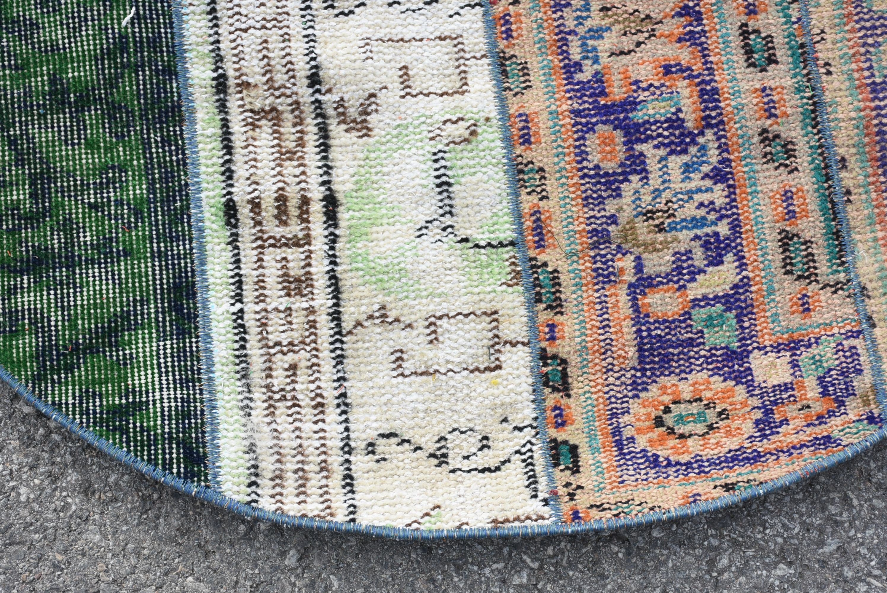 Rugs for Bathroom, Blue Antique Rugs, Bath Rugs, 3.2x3.2 ft Small Rug, Nursery Rug, Vintage Rug, Oushak Rug, Turkish Rug