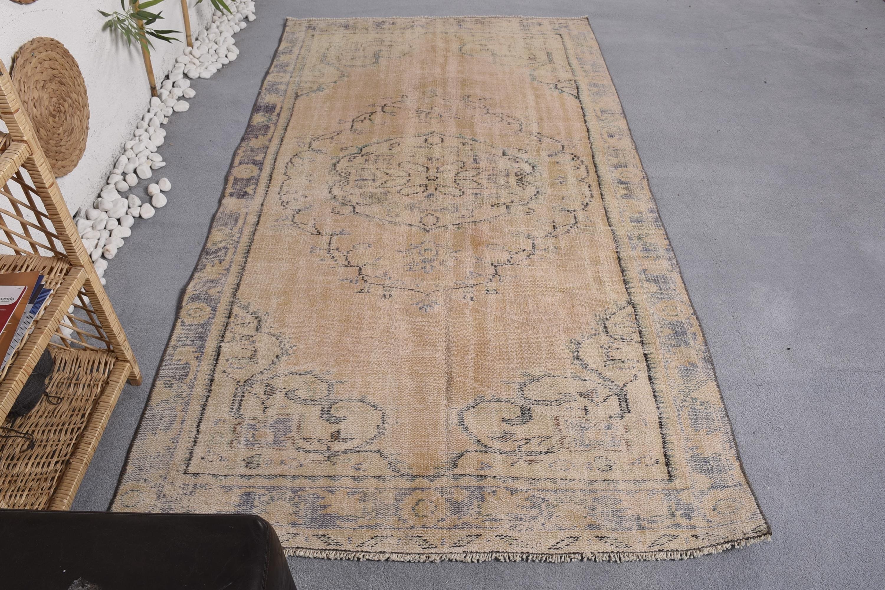 İç Mekan Halıları, 4.4x8.1 ft Alan Halısı, Vintage Halılar, Türk Halısı, Oturma Odası Halıları, Yün Halısı, Turuncu Açıklama Halıları, Türkiye Halısı