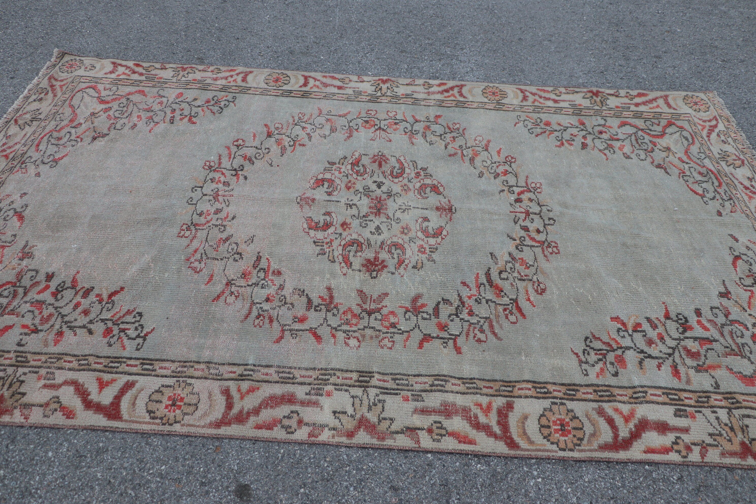 Old Rug, Bedroom Rug, Cool Rug, Rugs for Bedroom, Salon Rug, Vintage Rug, Turkish Rug, Green  5.7x9.4 ft Large Rugs, Floor Rug