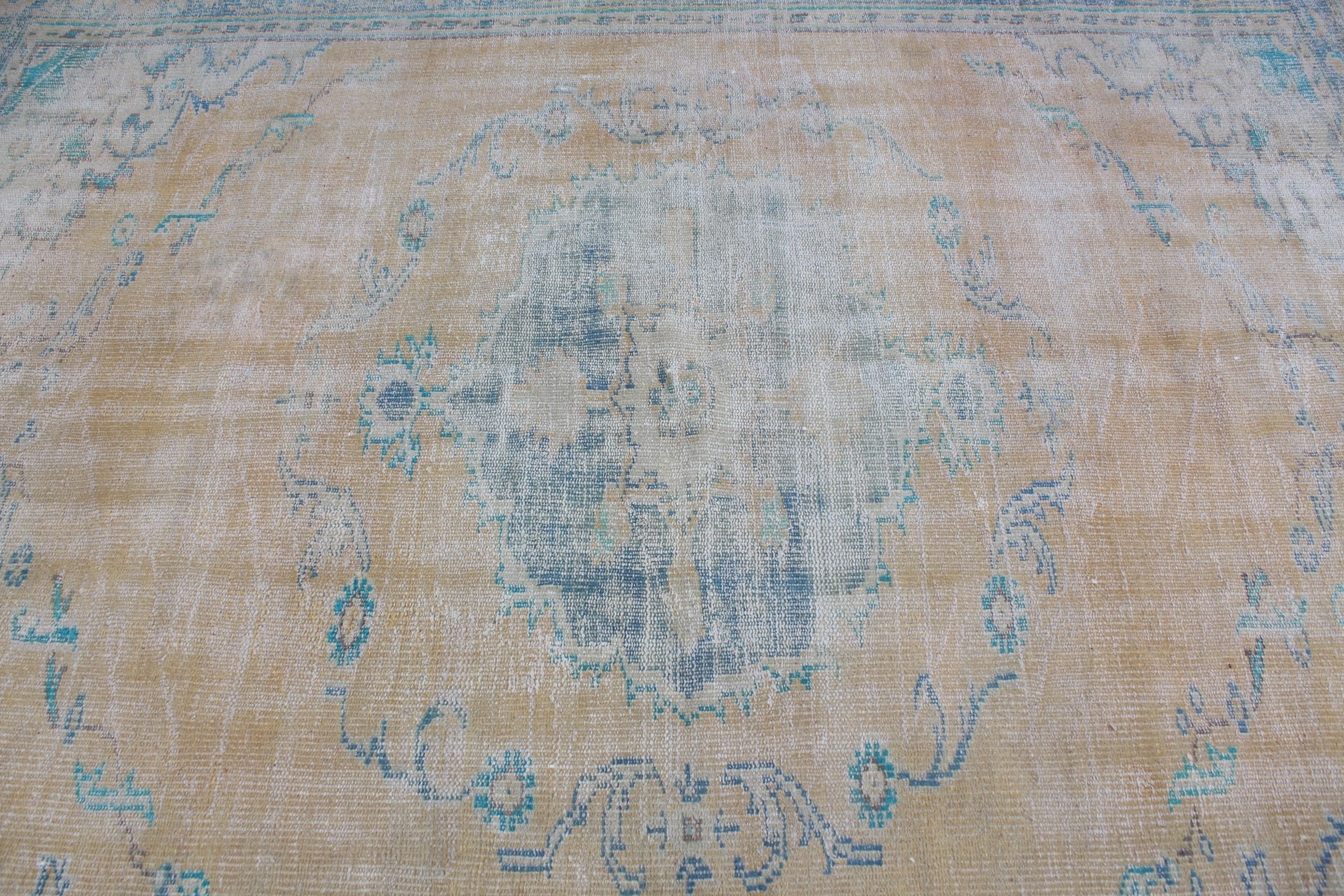 Sarı Havalı Halılar, Mutfak Halıları, Yemek Odası Halıları, Yurt Halısı, 6,4x8,1 ft Büyük Halı, Vintage Halılar, Yatak Odası Halısı, Türk Halısı, Oturma Odası Halısı