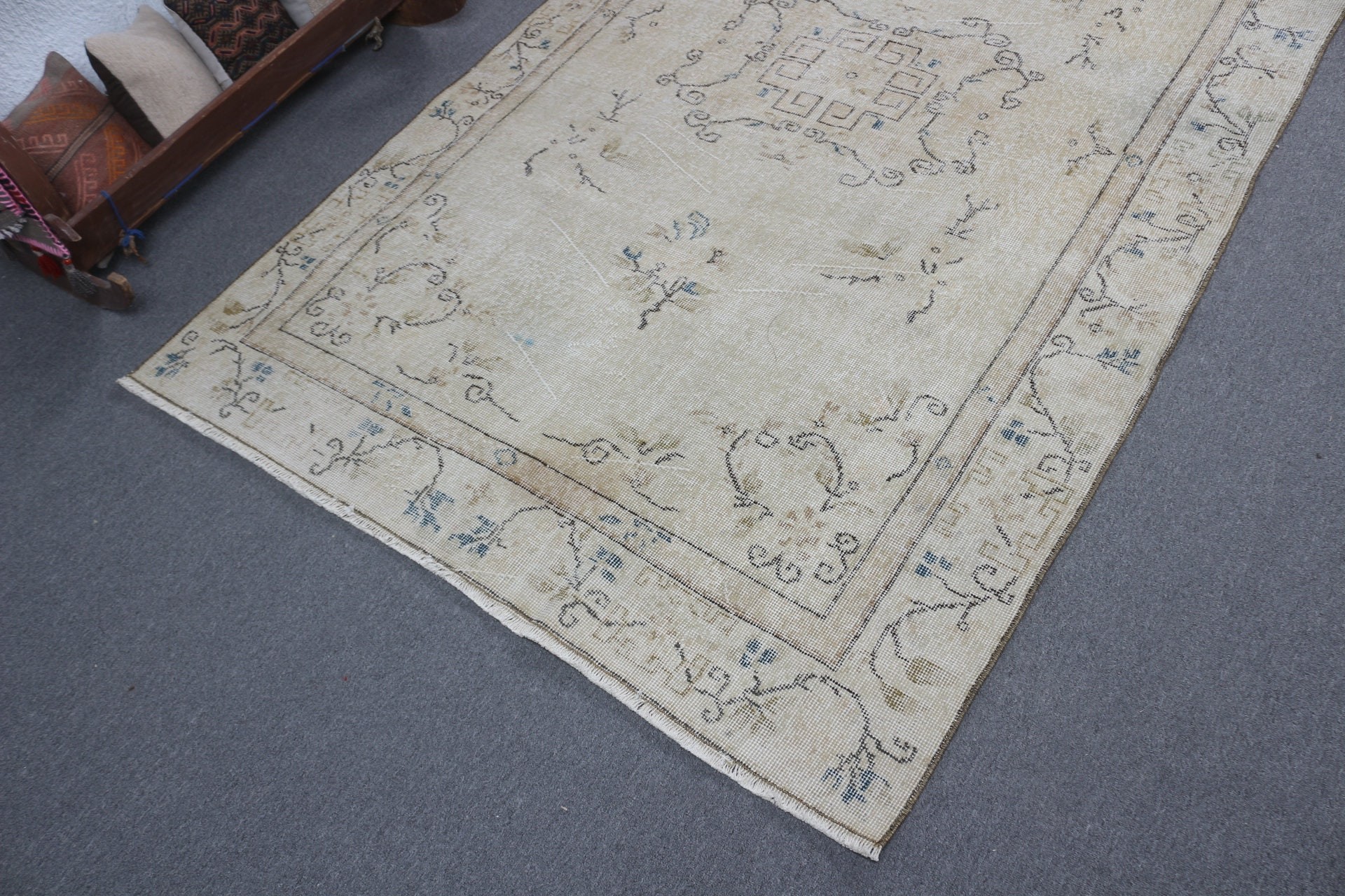 Rugs for Salon, Bedroom Rug, Vintage Rug, Wool Rug, Custom Rug, Cool Rug, Beige  4.9x8.7 ft Large Rugs, Turkish Rug, Salon Rug