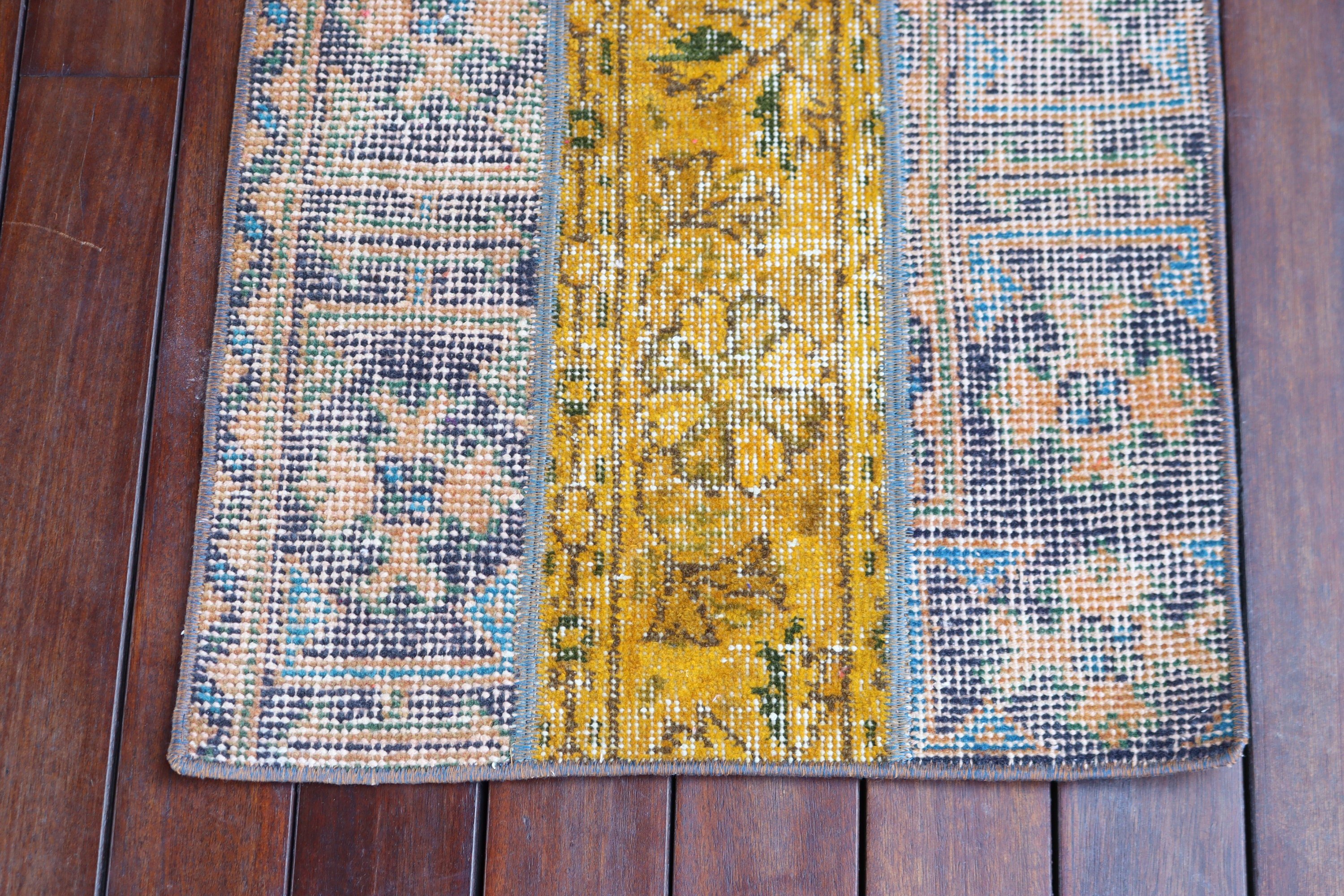 Yatak Odası Halıları, Vintage Halılar, Geometrik Halı, 1.7x3.6 ft Küçük Halılar, Küçük Alan Halıları, Türkiye Halısı, Anadolu Halısı, Türk Halısı, Mavi Yer Halıları