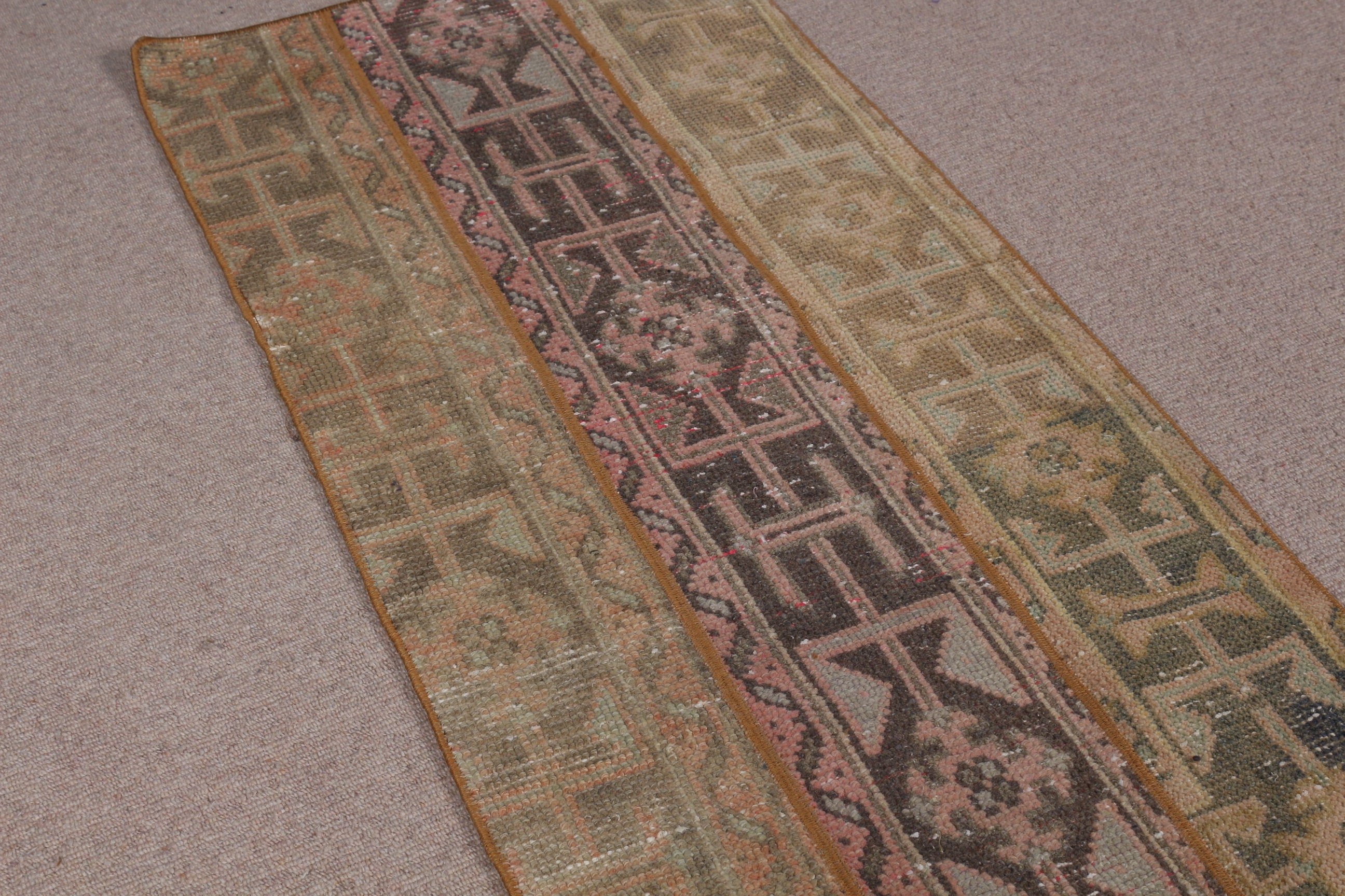 Wall Hanging Rug, 2x4.1 ft Small Rug, Bath Rug, Brown Wool Rugs, Vintage Rug, Turkish Rug, Bedroom Rug, Rugs for Bedroom