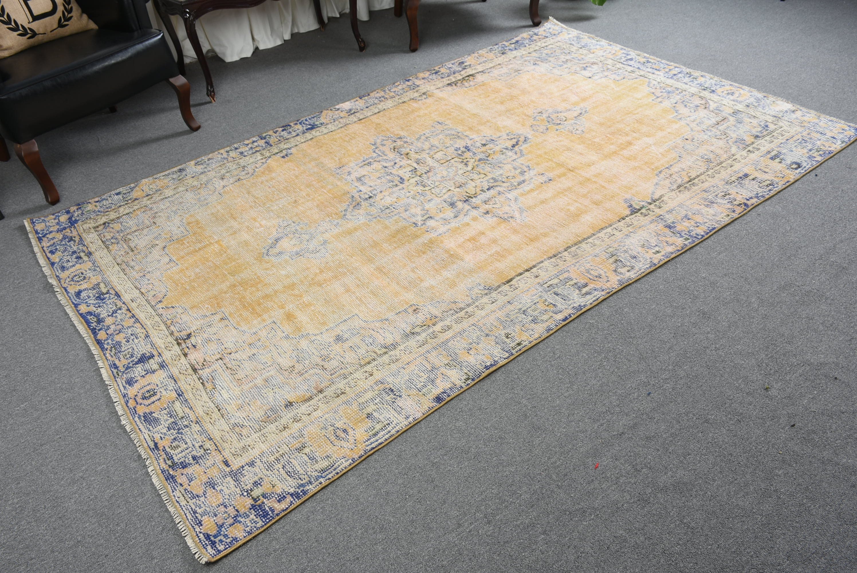 Living Room Rug, Home Decor Rugs, Vintage Rug, Turkish Rug, Dorm Rug, Yellow Wool Rug, Oriental Rug, Dining Room Rug, 5.5x8.8 ft Large Rug