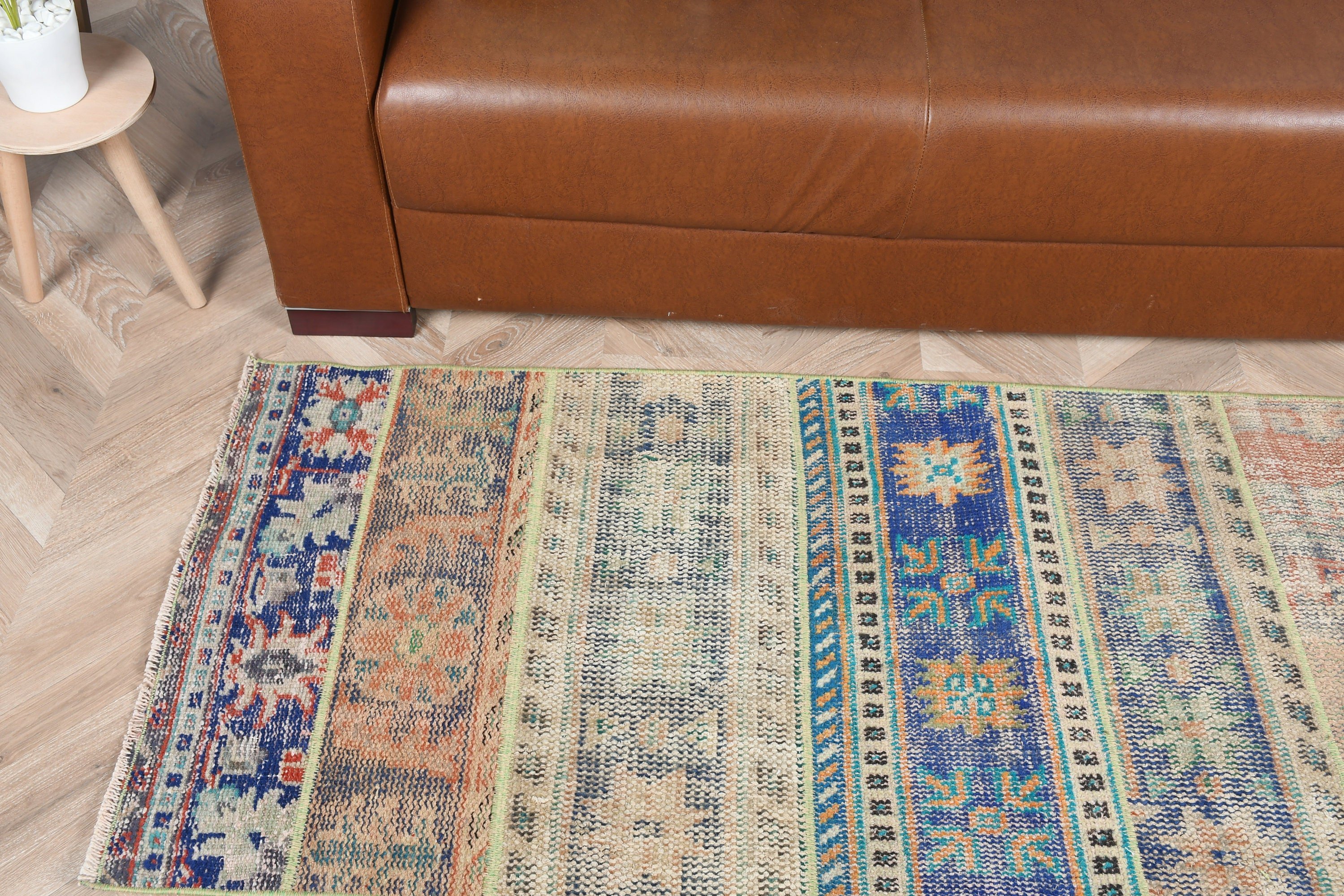 Oushak Halı, Boho Halı, Mutfak Halısı, 2.1x6.8 ft Runner Halısı, Vintage Halılar, Mavi Antika Halılar, Türk Halısı, Koridor Halıları