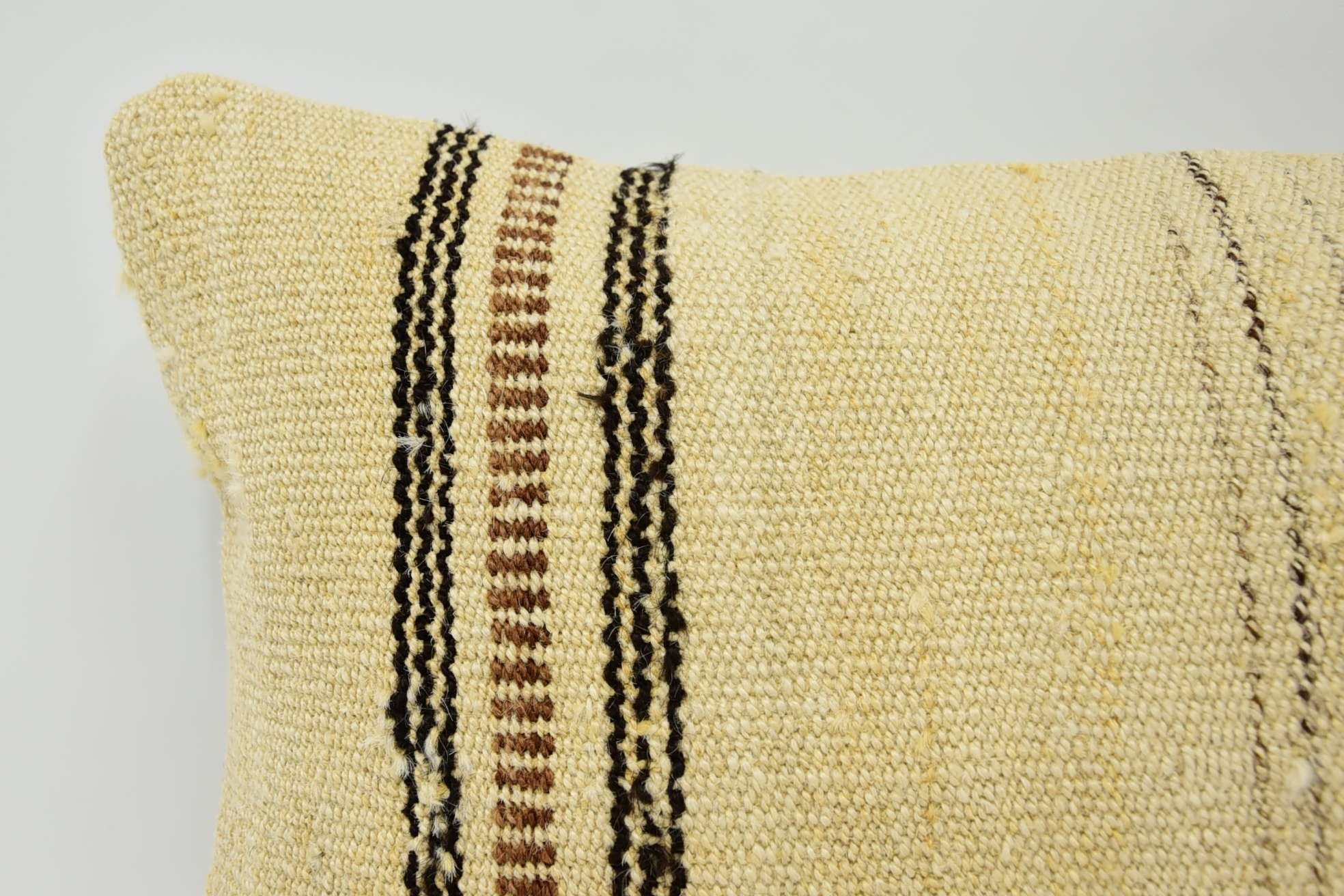 Boho Pillow, Bolster Throw Cushion Cover, Boho Pillow Sham Cover, Ethnical Kilim Rug Pillow, 12"x20" Beige Cushion Case