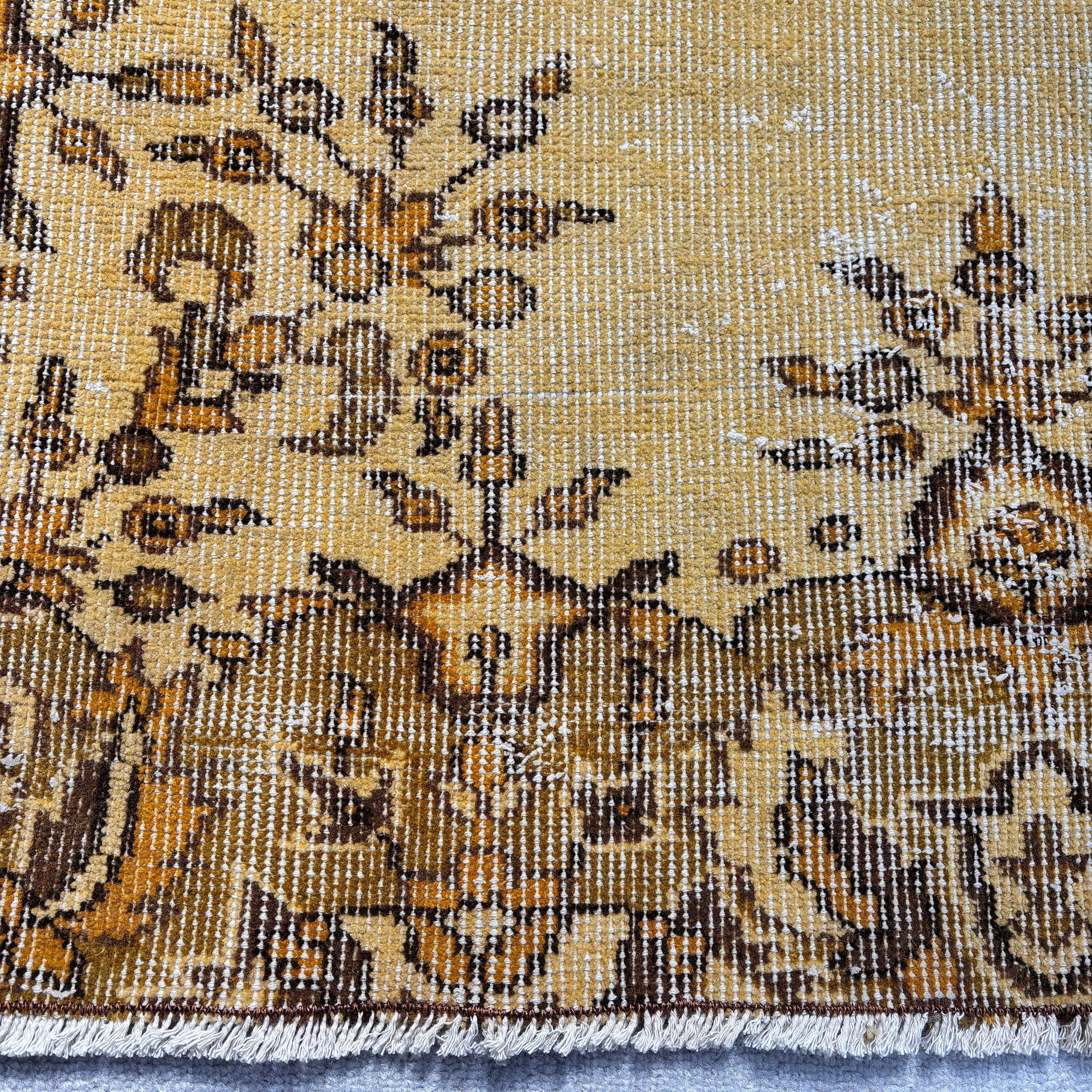 Türk Halıları, 5.5x8.7 ft Büyük Halı, Oturma Odası Halıları, Sarı Nötr Halılar, Yatak Odası Halısı, Vintage Halı, Büyük Oushak Halıları, Antika Halılar