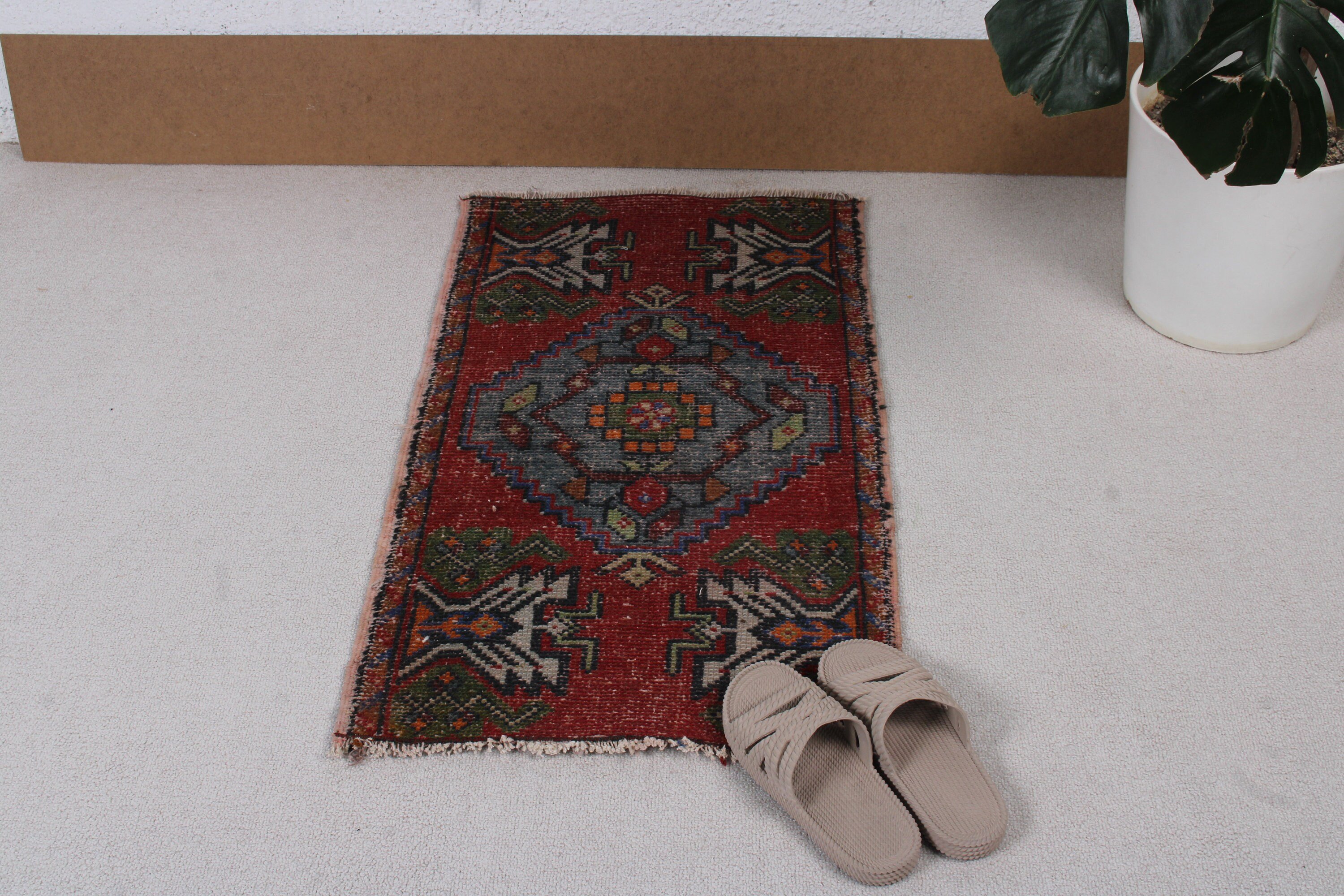 Cool Rug, Door Mat Rug, Red Moroccan Rug, Vintage Rug, Turkish Rugs, 1.7x2.9 ft Small Rugs, Bedroom Rug, Rugs for Nursery, Small Boho Rug