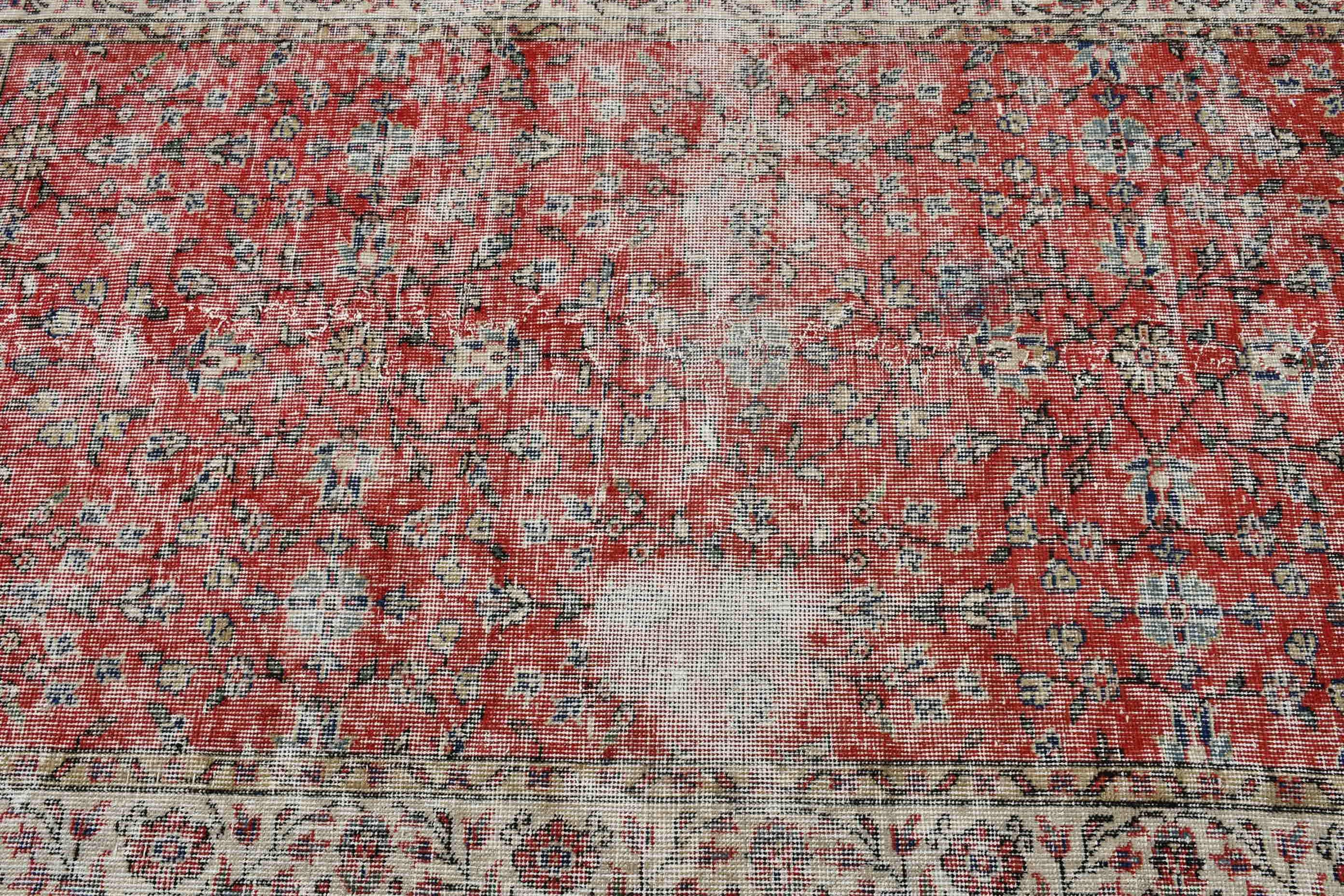 Bedroom Rug, Vintage Rug, Kitchen Rug, Red Antique Rugs, Turkish Rug, Floor Rug, 3.6x6.2 ft Accent Rug, Moroccan Rug, Rugs for Nursery