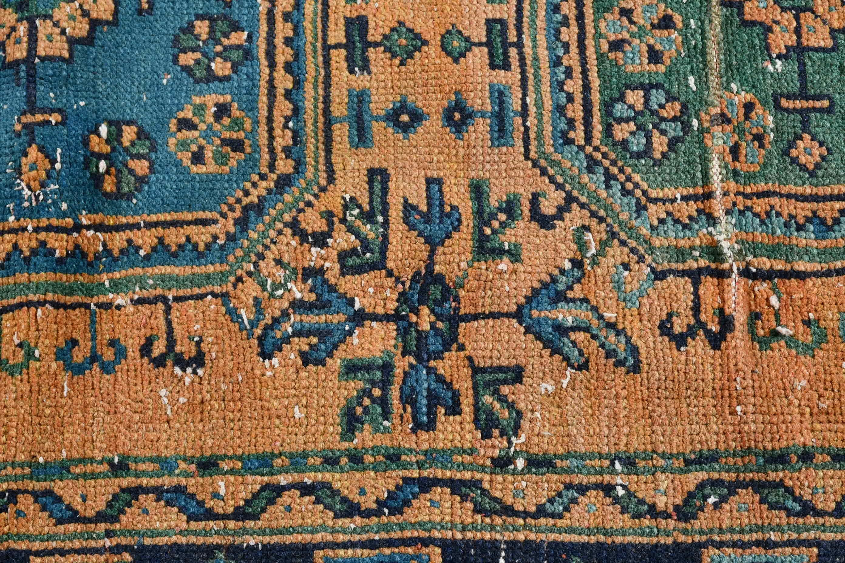 Turkish Rug, Antique Rug, Vintage Rugs, Orange Bedroom Rug, Anatolian Rug, Dining Room Rug, Pale Rugs, Living Room Rug, 4.1x10 ft Large Rug