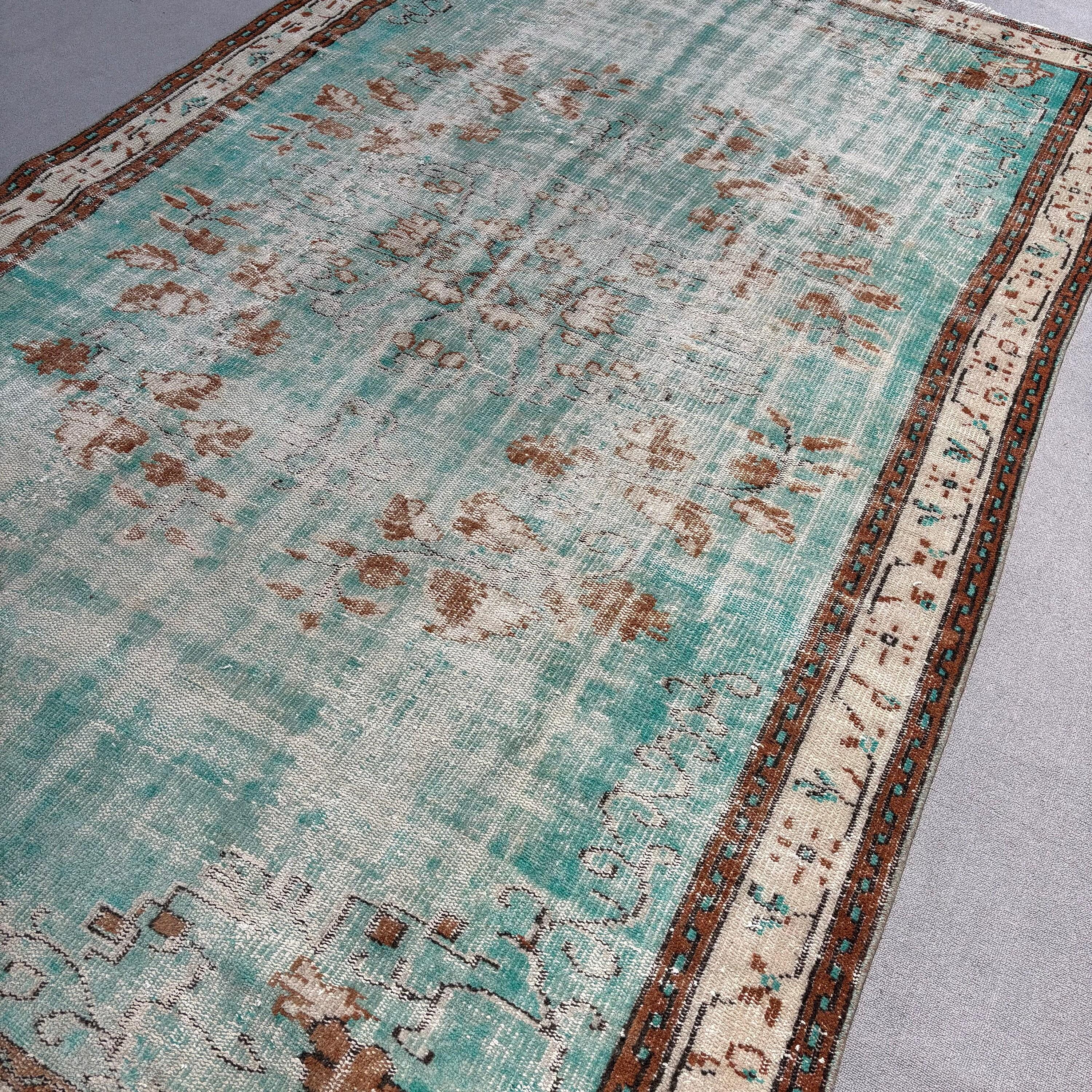 Oryantal Halı, 6.2x9.5 ft Büyük Halı, Yeşil Oryantal Halı, Yatak Odası Halısı, Yemek Odası Halıları, Vintage Halı, Etnik Halı, Türk Halıları