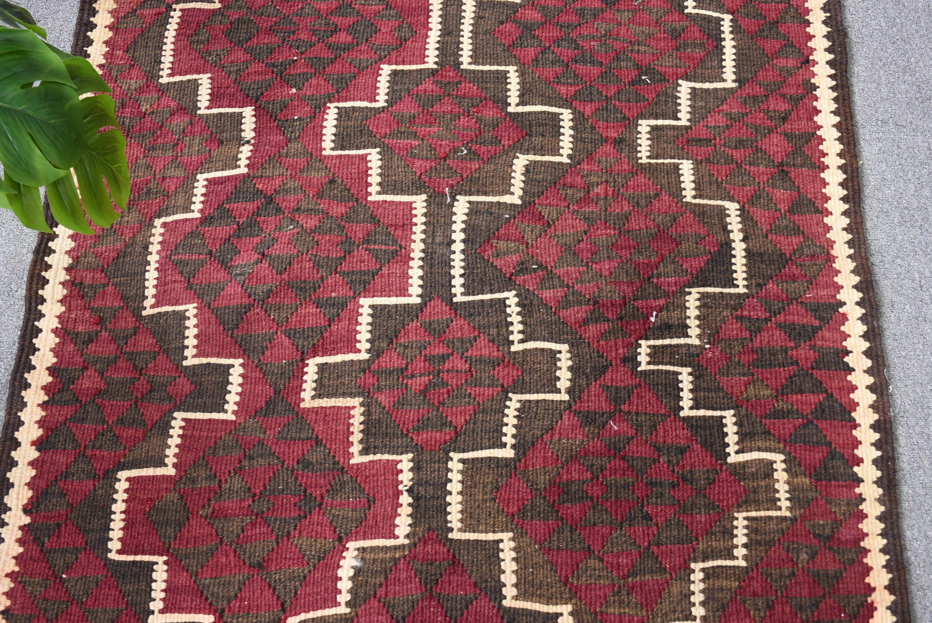 3.1x7.8 ft Runner Rug, Rugs for Kitchen, Red Floor Rugs, Office Rug, Stair Rug, Anatolian Rug, Vintage Rug, Antique Rug, Kilim, Turkish Rug