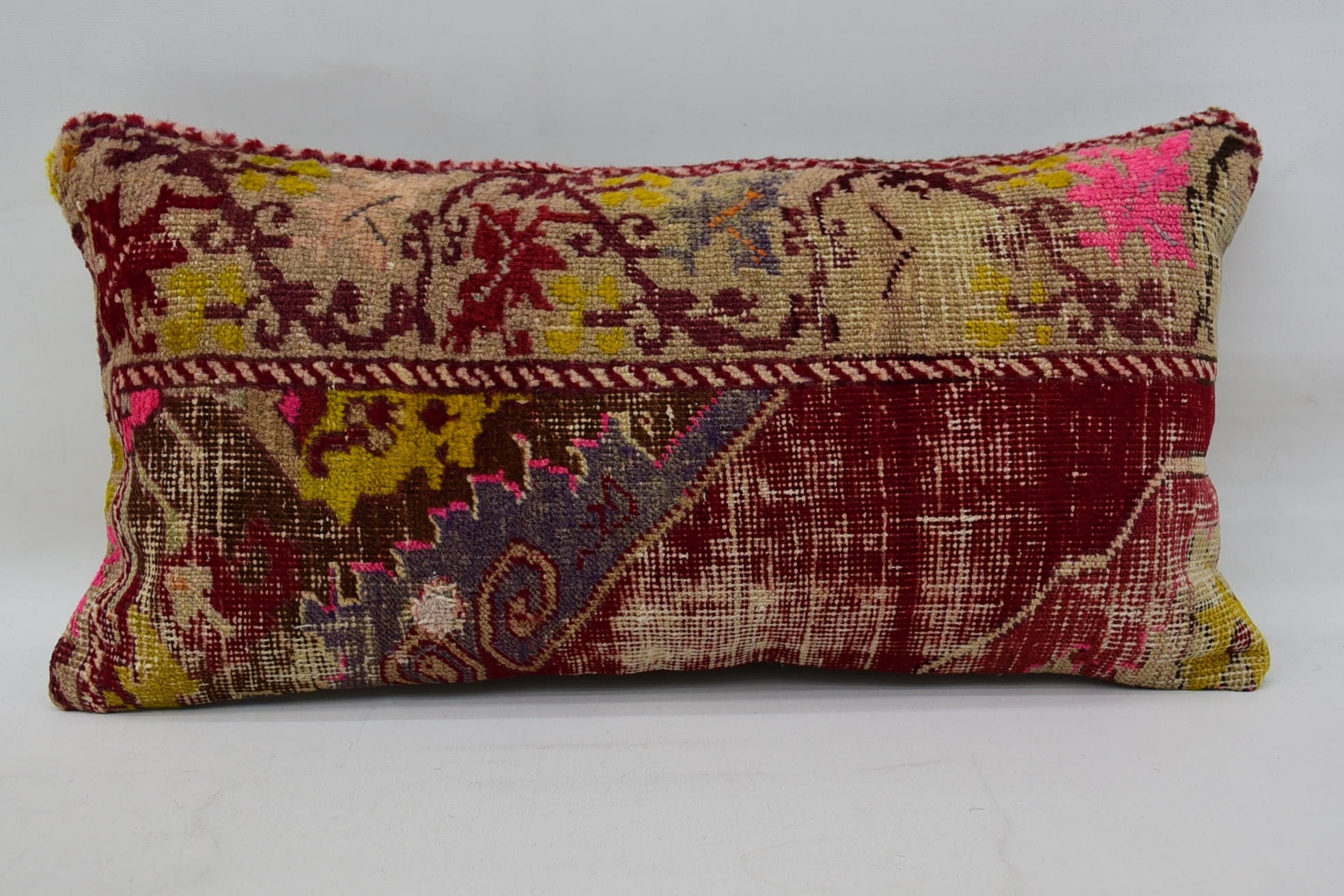 Dış Mekan Veranda Minderi, El Yapımı Kilim Minderi, Kilim Minderi Sham, 12"x24" Kırmızı Yastık, Etnik Kilim Kilim Yastığı