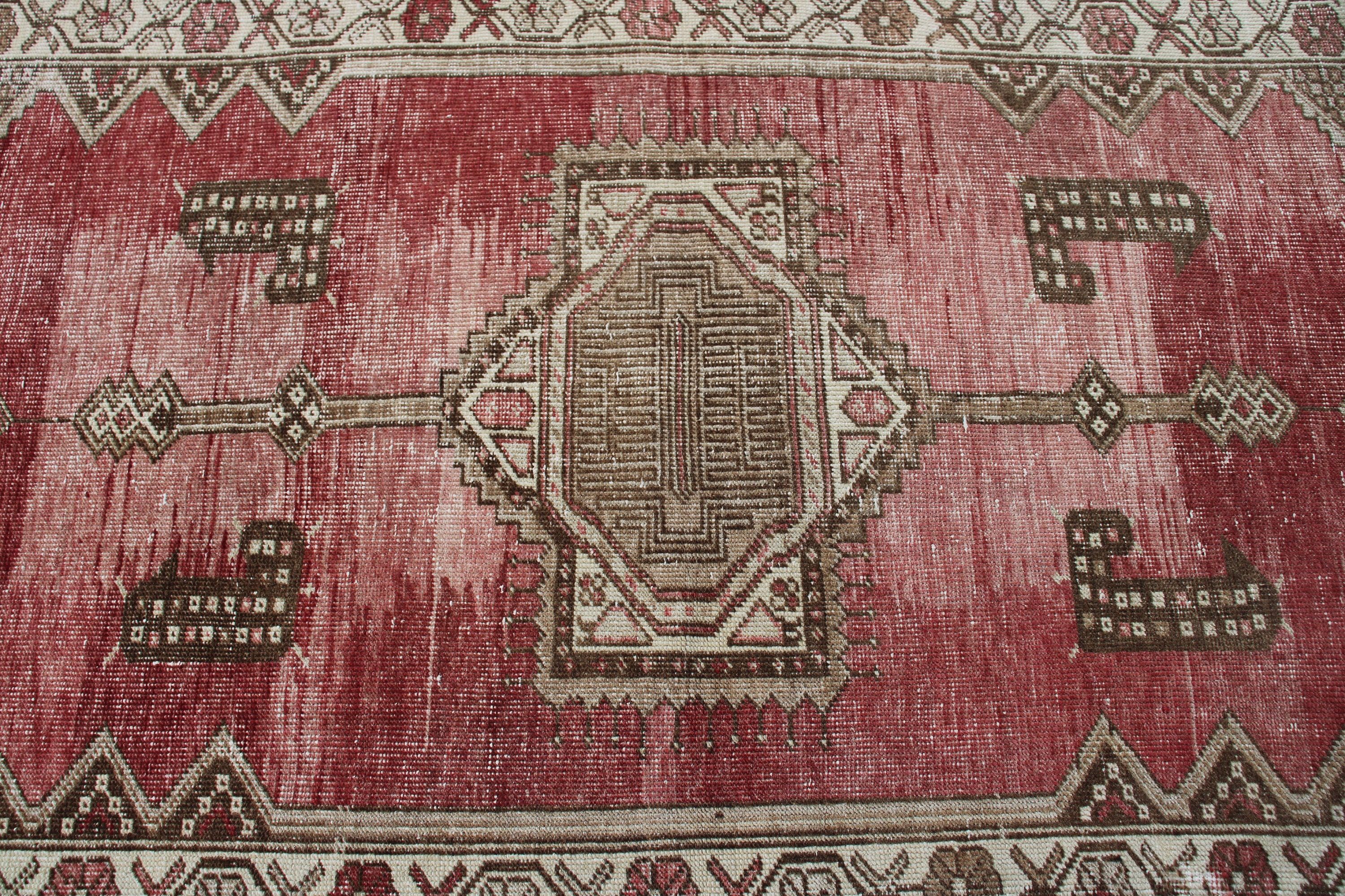 Yatak Odası Halıları, Vintage Halılar, Aztek Halıları, Kırmızı Geometrik Halılar, 3,4x7,1 ft Alan Halısı, Türk Halıları, Oushak Bölge Halıları, Oushak Halıları, Anadolu Halısı