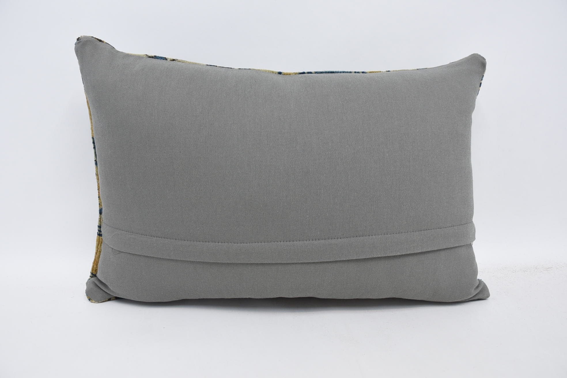 Boho Pillow, Antique Pillows, Kilim Cushion Sham, Decorative Throw Pillow Cover, 16"x24" Blue Cushion, Meditation Cushion Cover