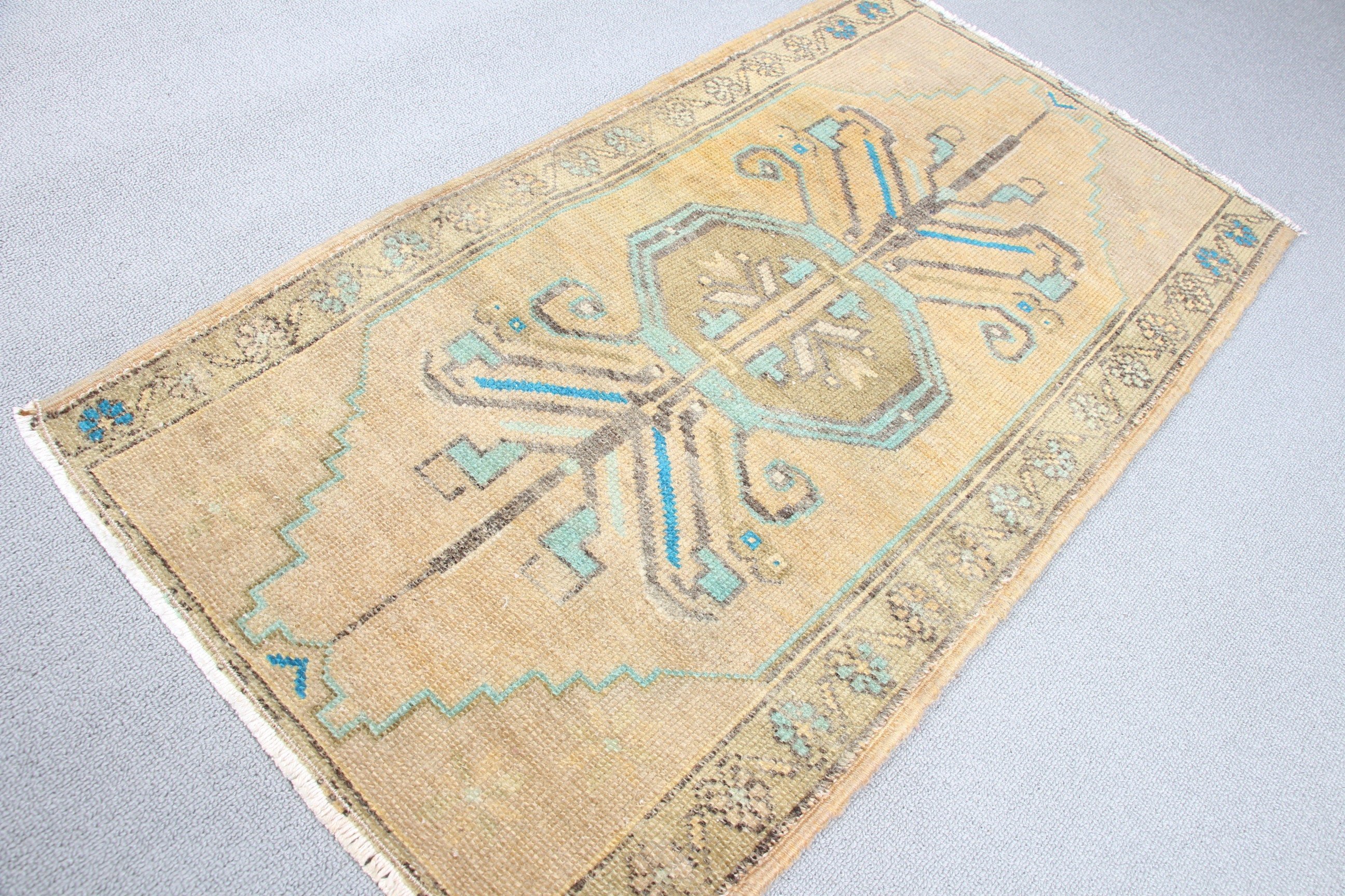 Bath Rugs, Home Decor Rug, Rugs for Bedroom, Vintage Rug, Kitchen Rug, 1.6x3.1 ft Small Rug, Anatolian Rug, Turkish Rug, Green Wool Rug