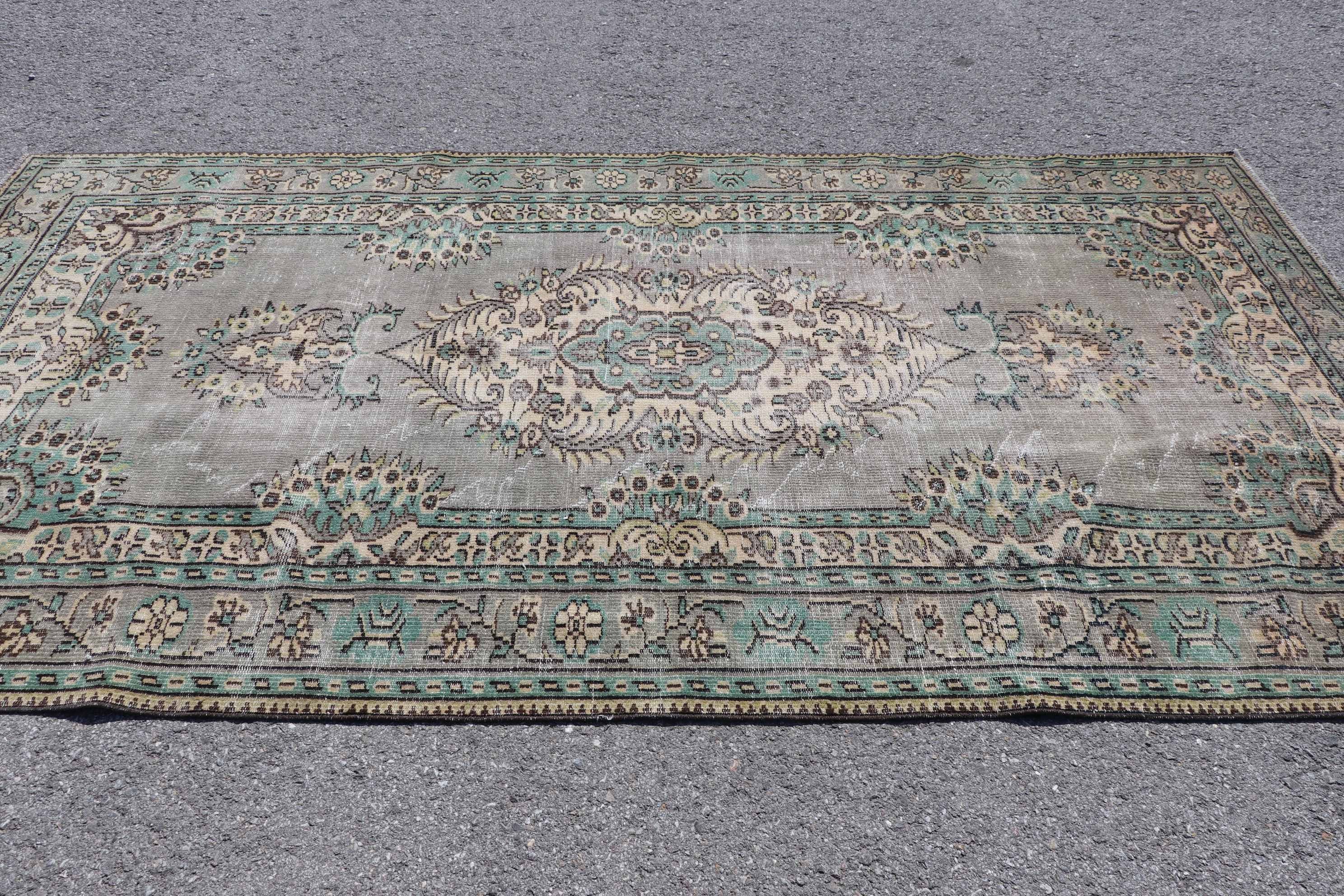 Dorm Rug, Wool Rugs, Bedroom Rugs, 5.3x9.9 ft Large Rugs, Turkish Rugs, Dining Room Rugs, Rugs for Dining Room, Vintage Rug, Green Wool Rug