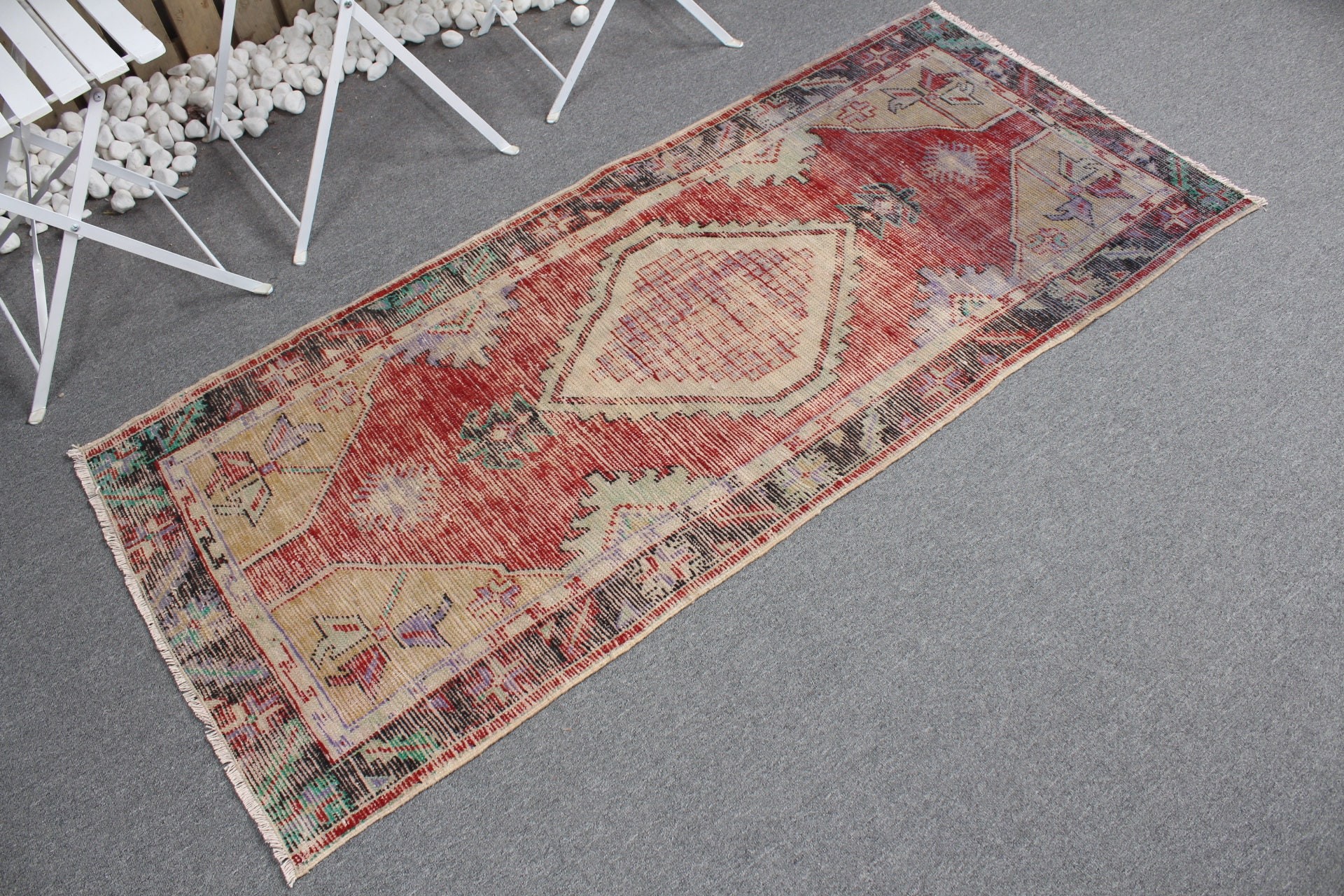 Vintage Rug, Home Decor Rug, Rugs for Kitchen, 2.6x5.9 ft Accent Rug, Turkish Rugs, Kitchen Rugs, Red Floor Rug, Nursery Rugs, Oushak Rug