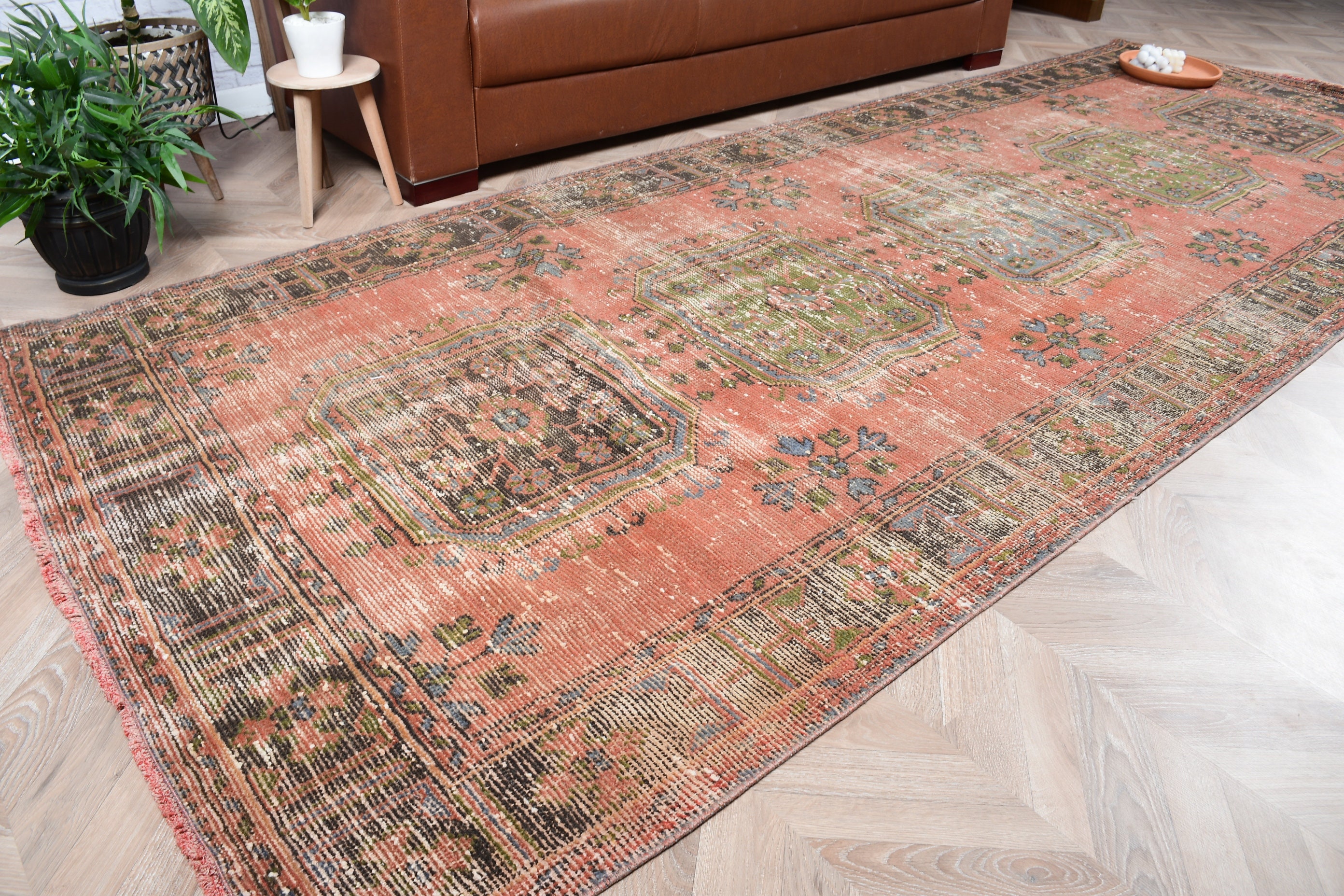 Orange Bedroom Rug, 4.5x11.5 ft Runner Rug, Stair Rug, Kitchen Rug, Rugs for Kitchen, Floor Rug, Vintage Rug, Turkish Rug