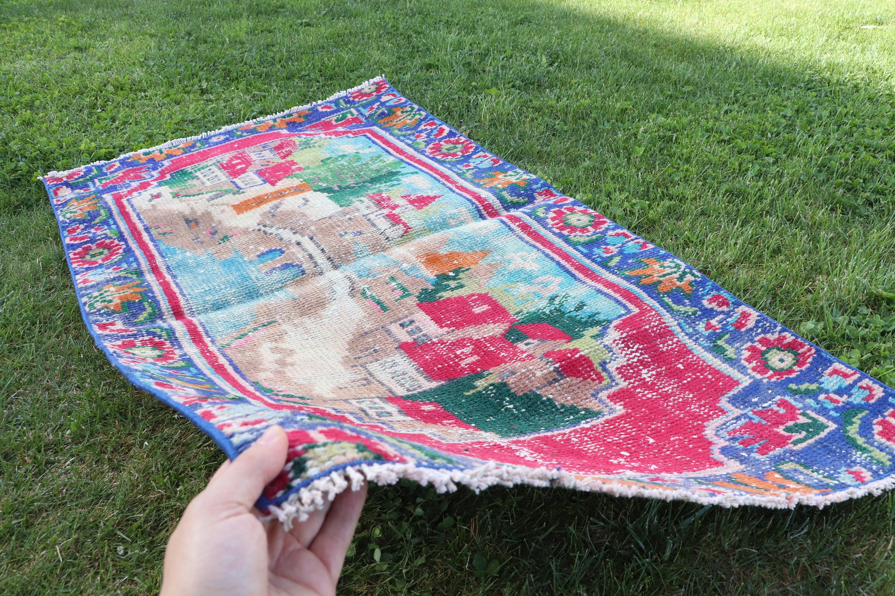 2.4x4.2 ft Küçük Halılar, Vintage Halı, Fas Halıları, Yatak Odası Halıları, Türk Halıları, Mutfak Halısı, Küçük Boho Halısı, Kırmızı Lüks Halı, Banyo Halısı