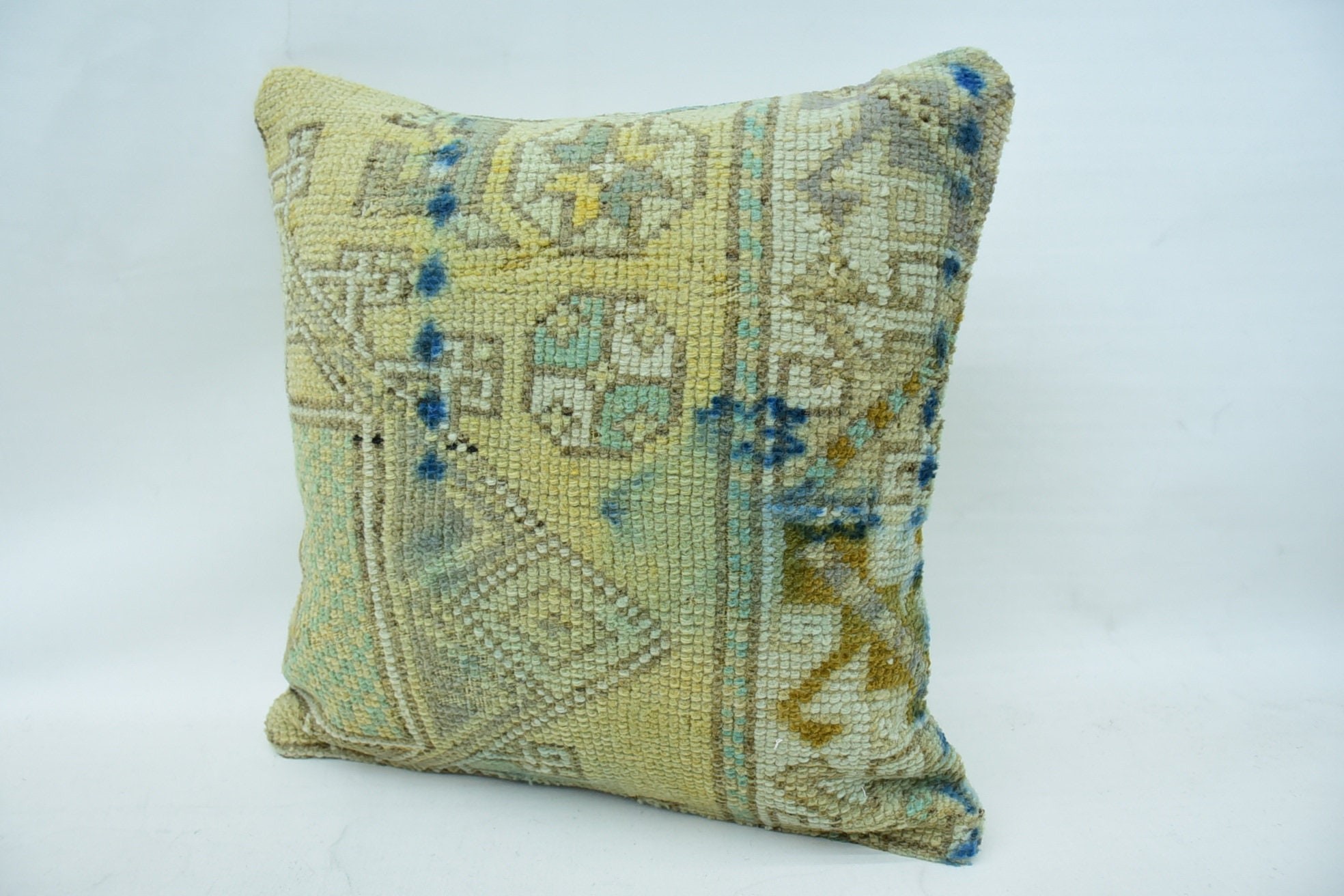 Vintage Kilim Pillow Cushion Cover, Vintage Pillow, Boho Pillow, Kilim Pillow, 18"x18" Beige Cushion, Cotton Cushion Case