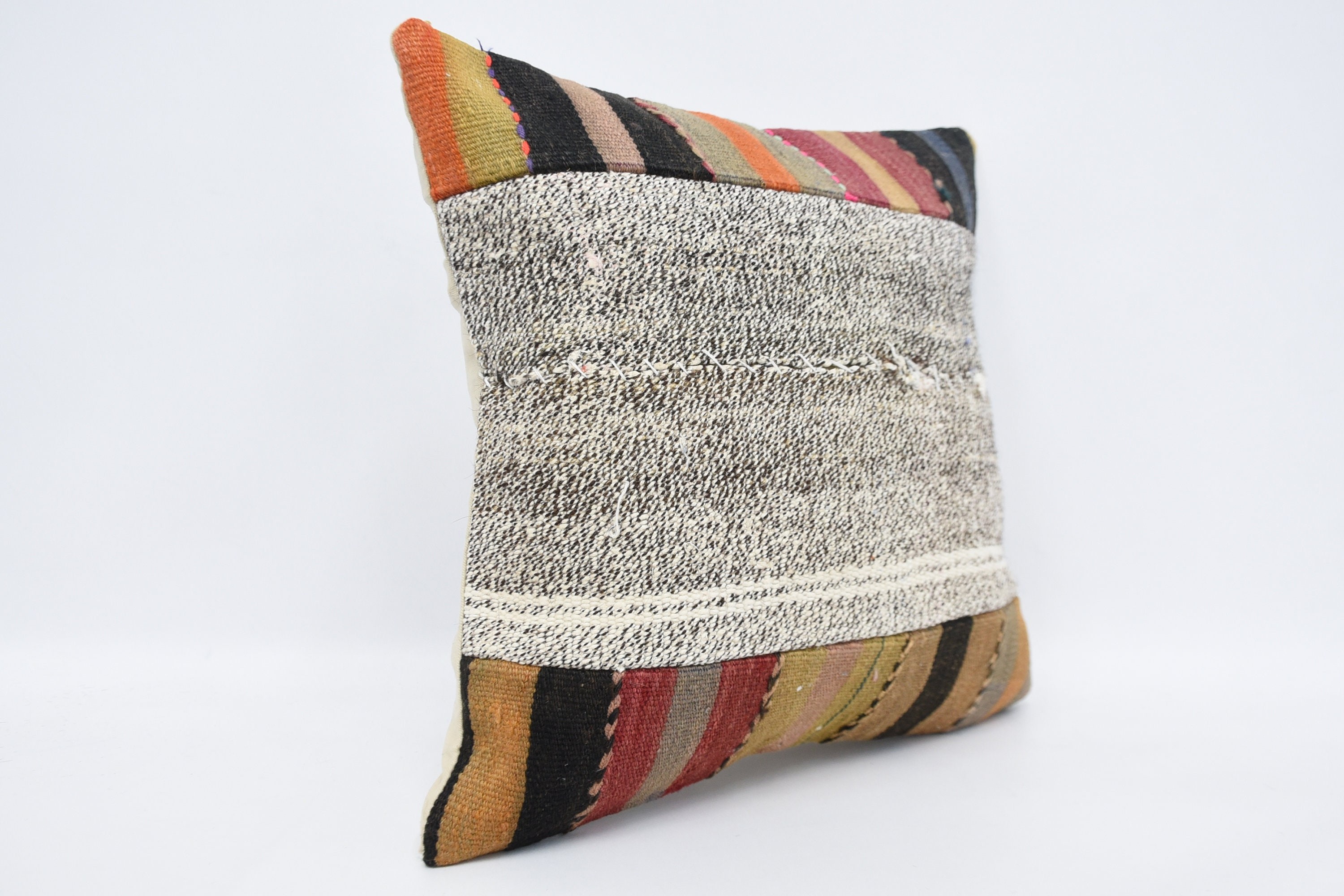 18"x18" White Pillow, Turkish Kilim Pillow, Vintage Pillow, Wholesale Cushion Cover, Vintage Kilim Throw Pillow