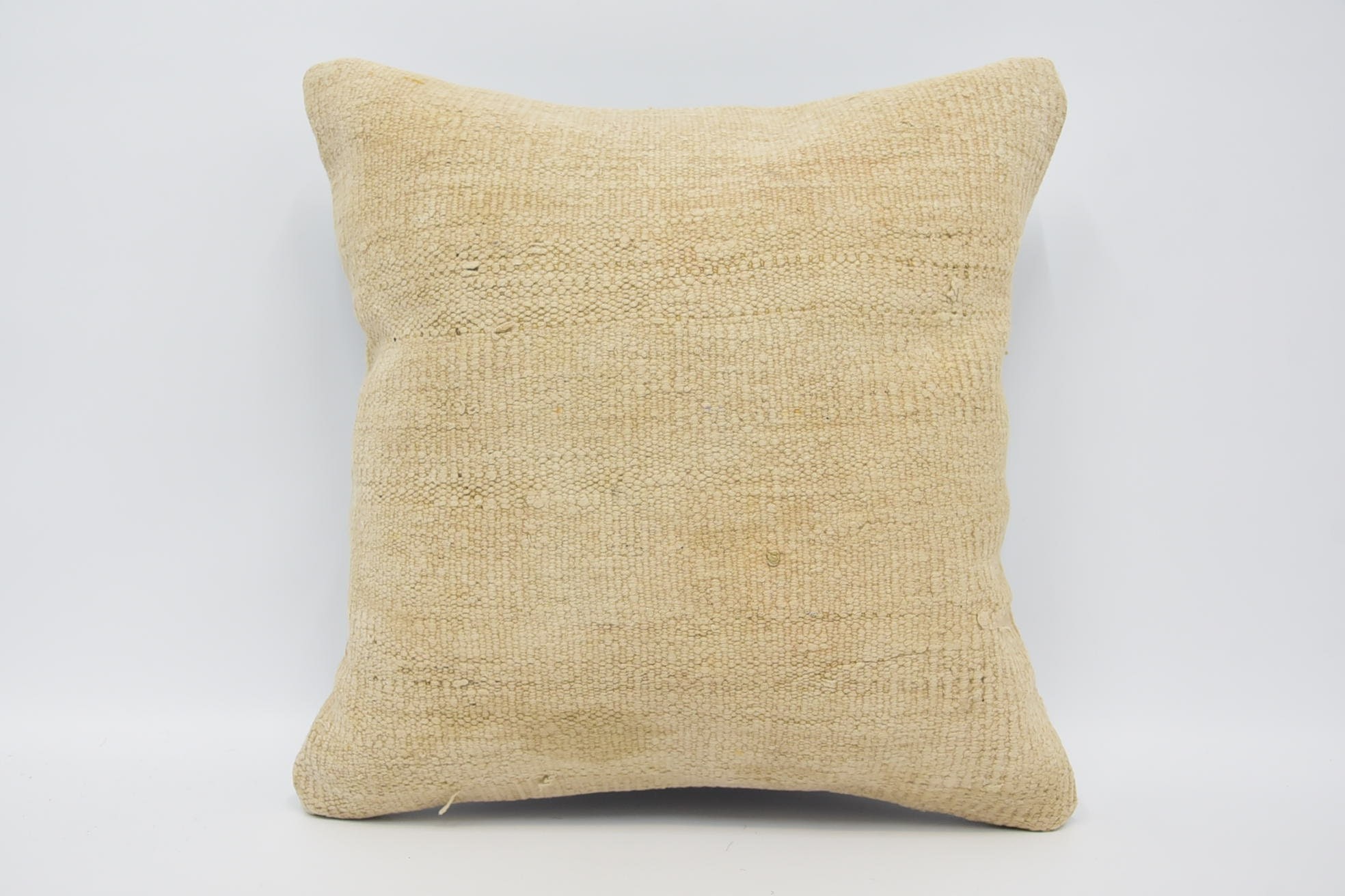 Home Decor Pillow, Boho Pillow Sham Cover, 18"x18" Beige Pillow, Handwoven Pillow Case, Couch Pillow Case, Turkish Pillow
