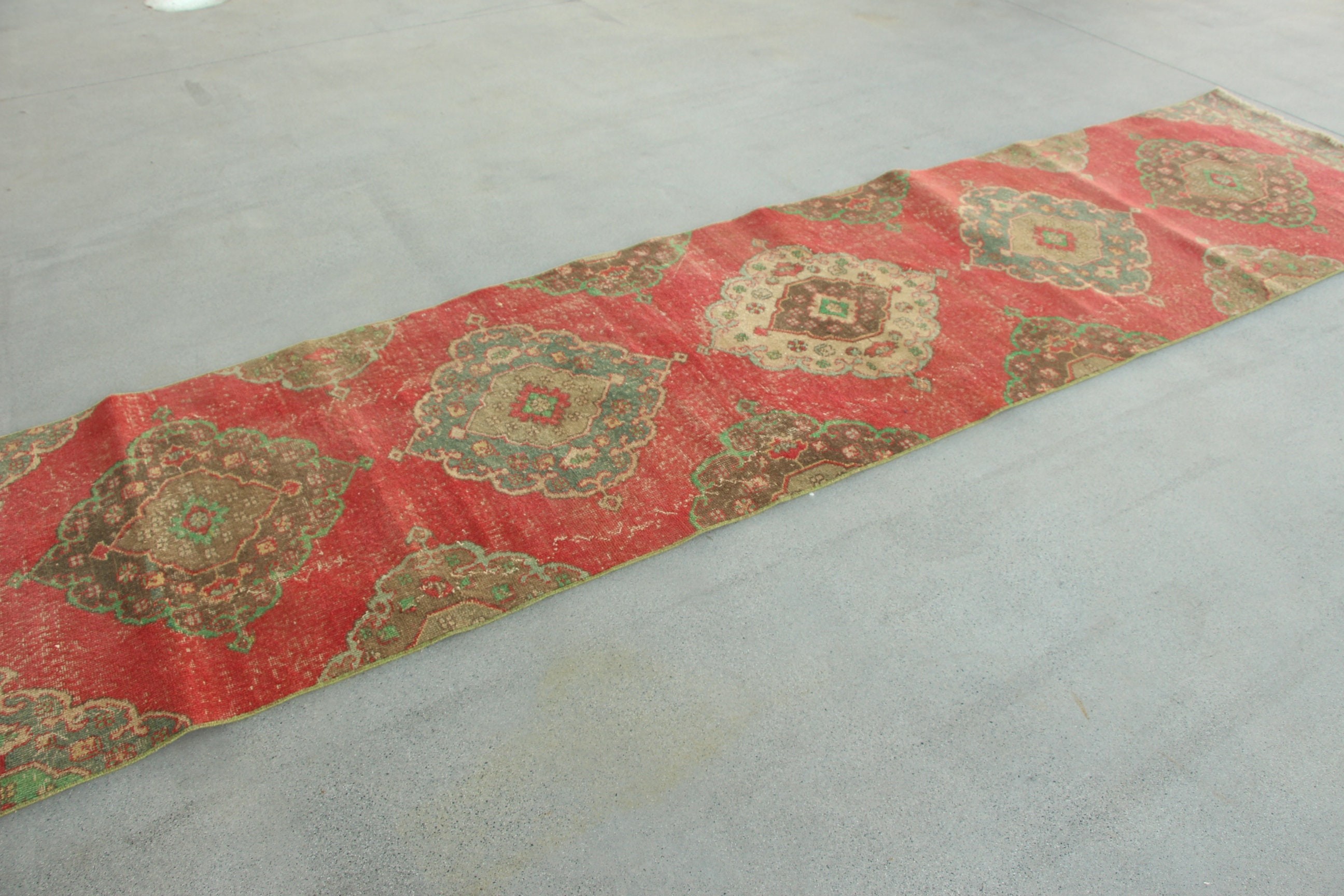 Outdoor Rug, Red Wool Rug, Stair Rugs, Oushak Rug, Turkish Rug, Antique Rugs, Vintage Runner Rugs, 3x12.3 ft Runner Rug, Vintage Rugs