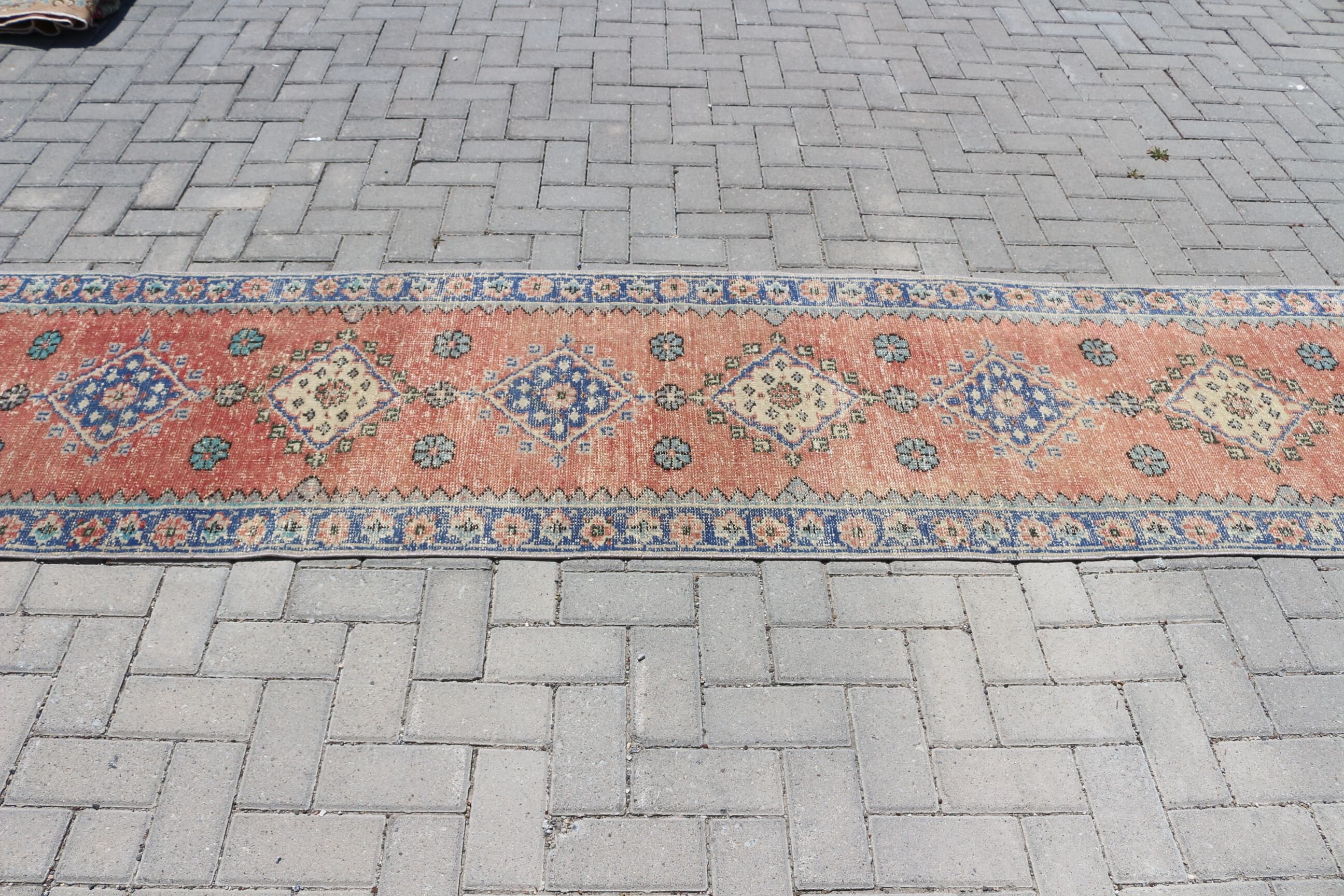 Orange Oushak Rug, Turkish Rug, Rugs for Hallway, 2.5x12.6 ft Runner Rug, Vintage Rugs, Custom Rugs, Oriental Rug, Stair Rug, Cool Rug