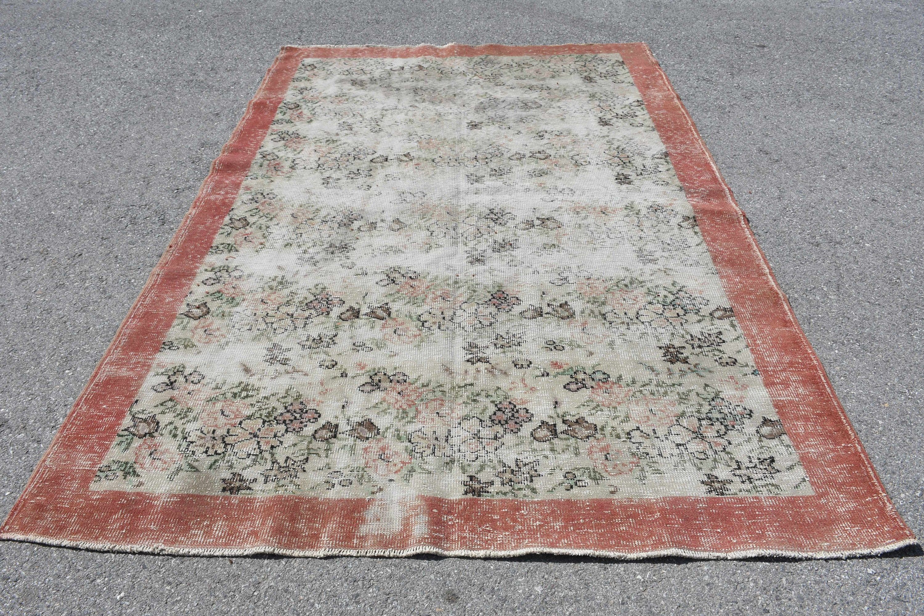 Rugs for Salon, Turkish Rug, Dining Room Rug, Floor Rug, 6.1x8.9 ft Large Rug, Vintage Rugs, Green Antique Rug, Salon Rug