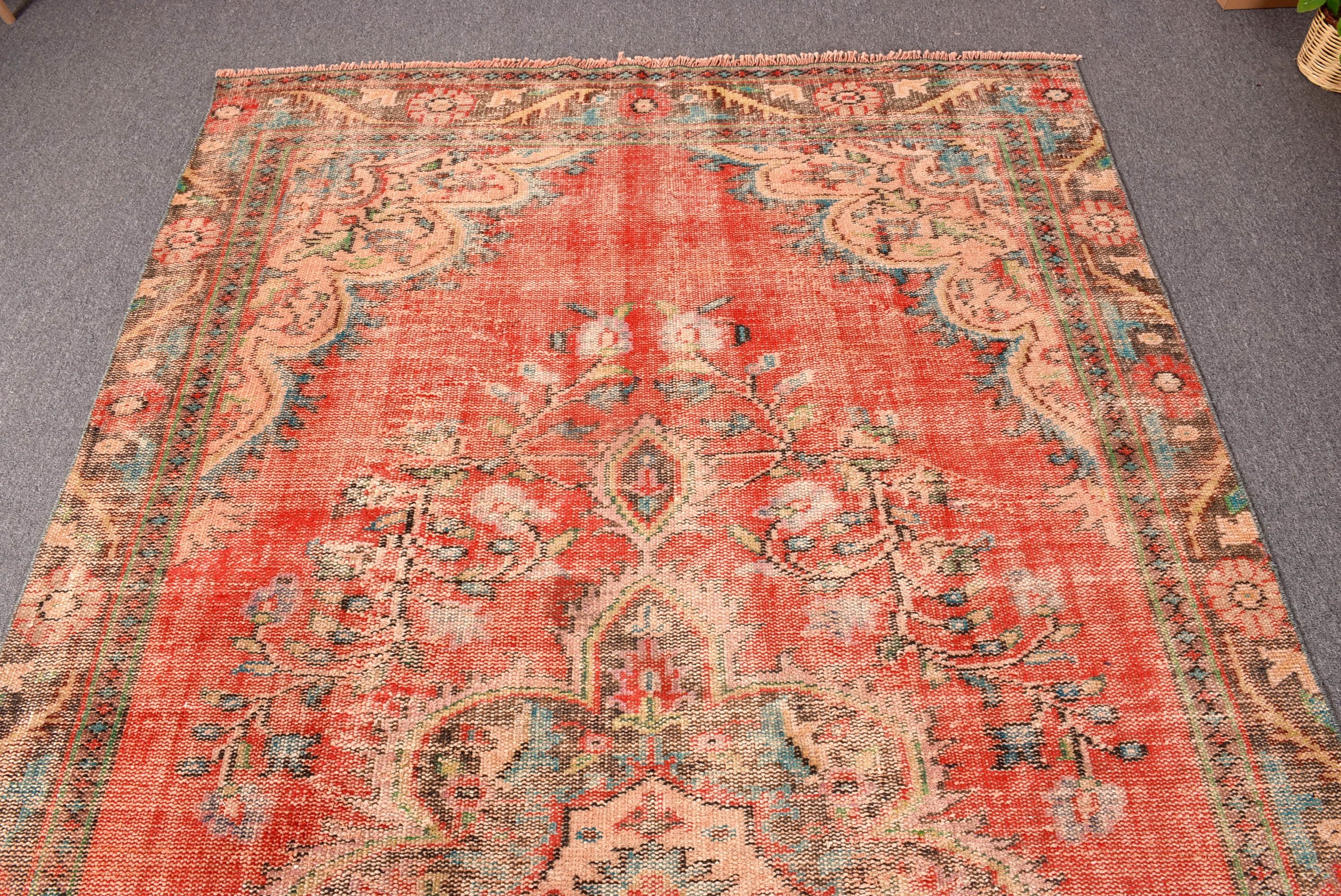 Turkish Rugs, Vintage Rug, Boho Rug, 5.4x10.1 ft Large Rugs, Anatolian Rug, Rugs for Large Oushak, Dining Room Rugs, Red Bedroom Rugs