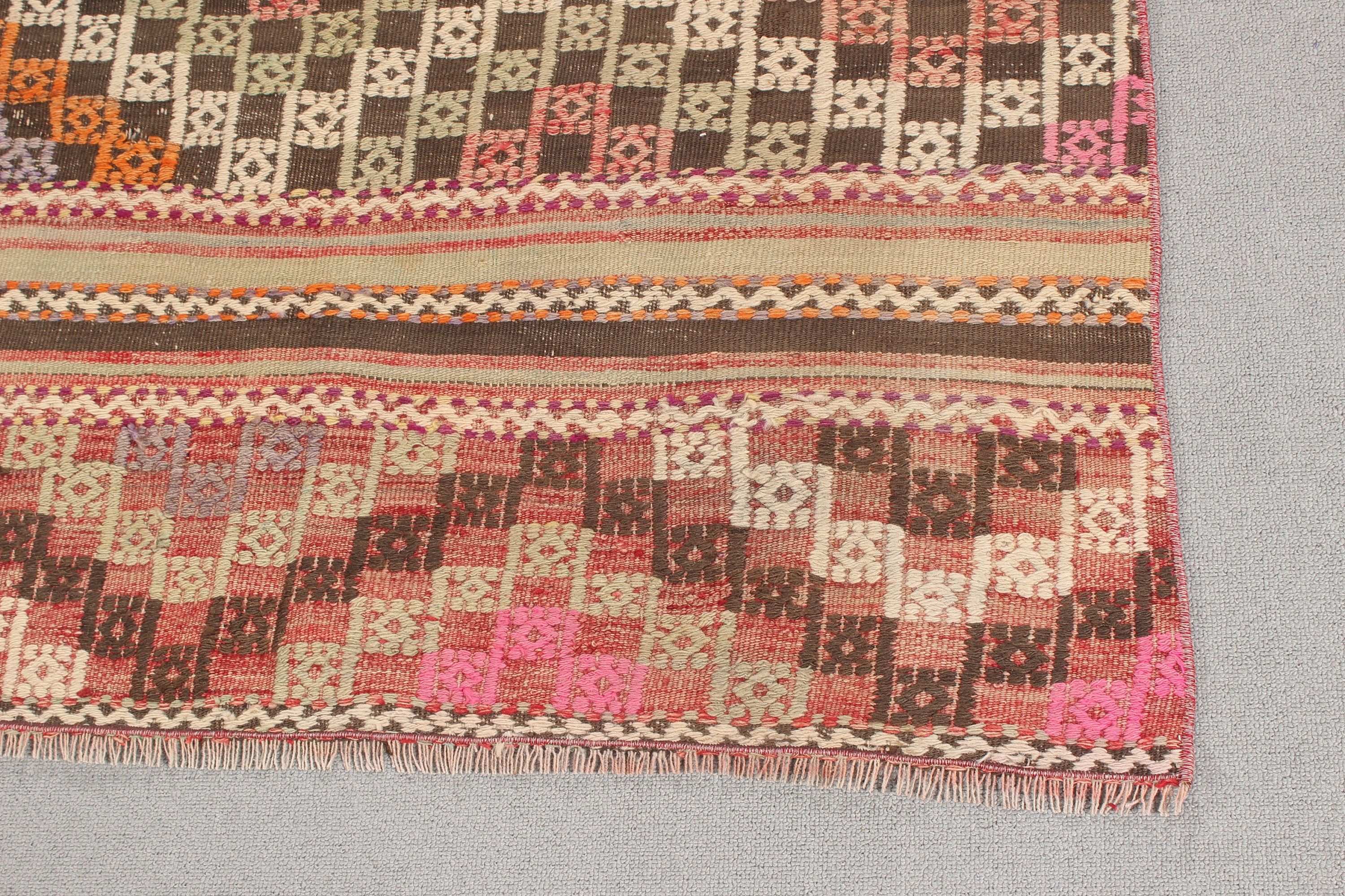 Mutfak Halısı, Giriş Halısı, 3,7x5,3 ft Aksan Halıları, Boho Halısı, Çocuk Halıları, Kilim, Lüks Halılar, Türk Halısı, Vintage Halı, Turuncu Anadolu Halısı