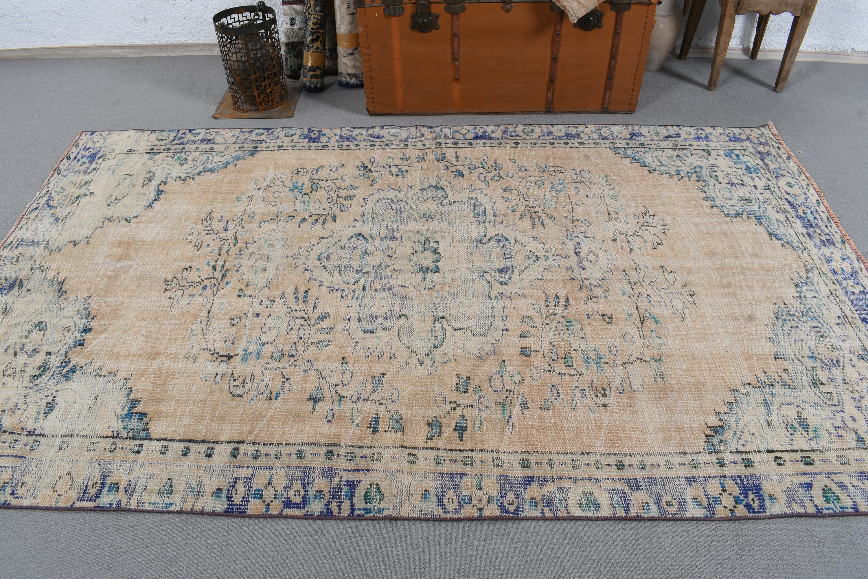 Oturma Odası Halıları, Türk Halıları, Lüks Halı, Büyük Boho Halıları, Havalı Halı, Salon Halısı, Bej Mutfak Halısı, 4,9x8,2 ft Büyük Halı, Vintage Halı