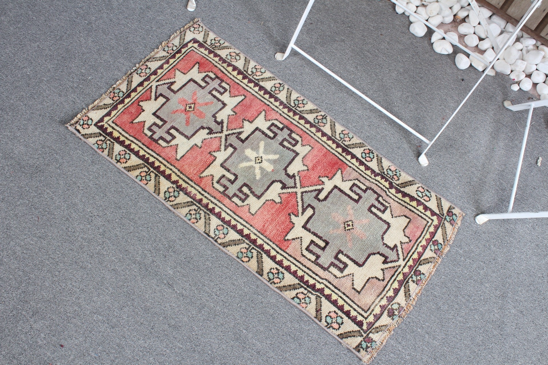 Bohemian Rug, Turkish Rug, Red Home Decor Rug, Bedroom Rug, Car Mat Rug, Antique Rug, 1.5x2.8 ft Small Rug, Vintage Rugs