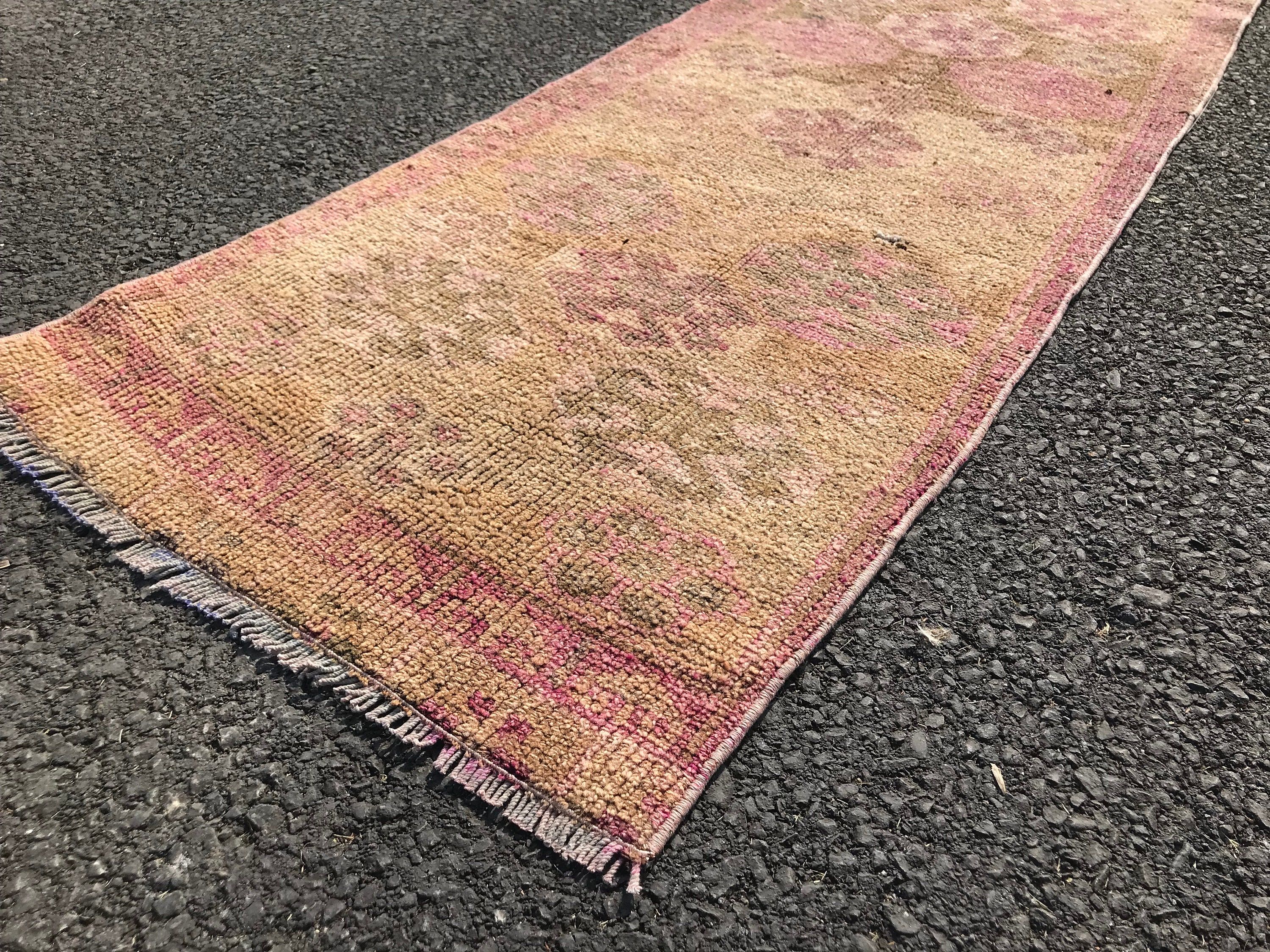 Old Rug, Corridor Rugs, Kitchen Rug, Turkish Rug, Rugs for Runner, Pink Kitchen Rug, 2.3x10.2 ft Runner Rugs, Vintage Rugs