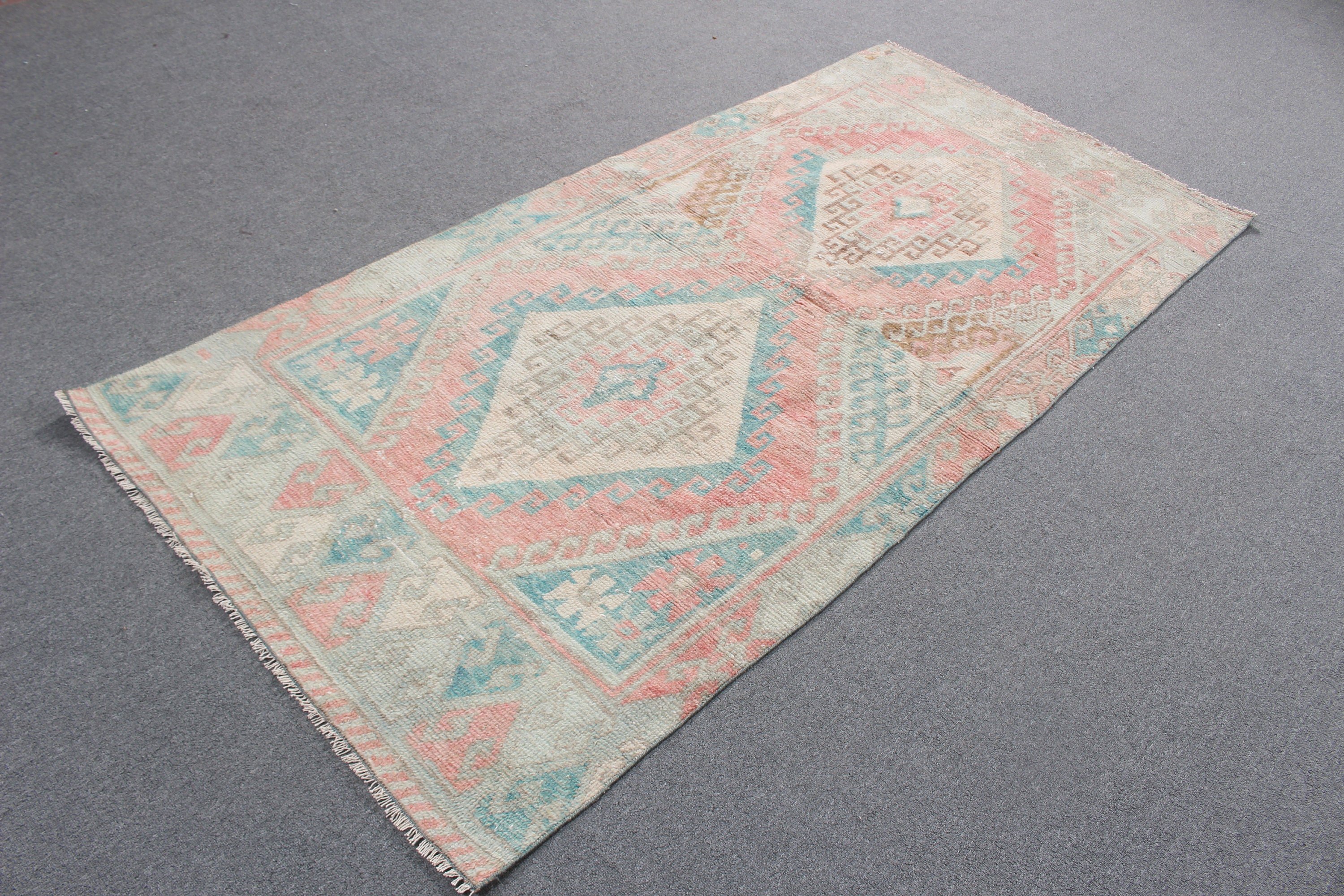 Indoor Rug, Oushak Area Rugs, Luxury Rugs, 3.5x7.5 ft Area Rug, Turkish Rug, Vintage Rugs, Rugs for Floor, Antique Rugs, Green Cool Rug