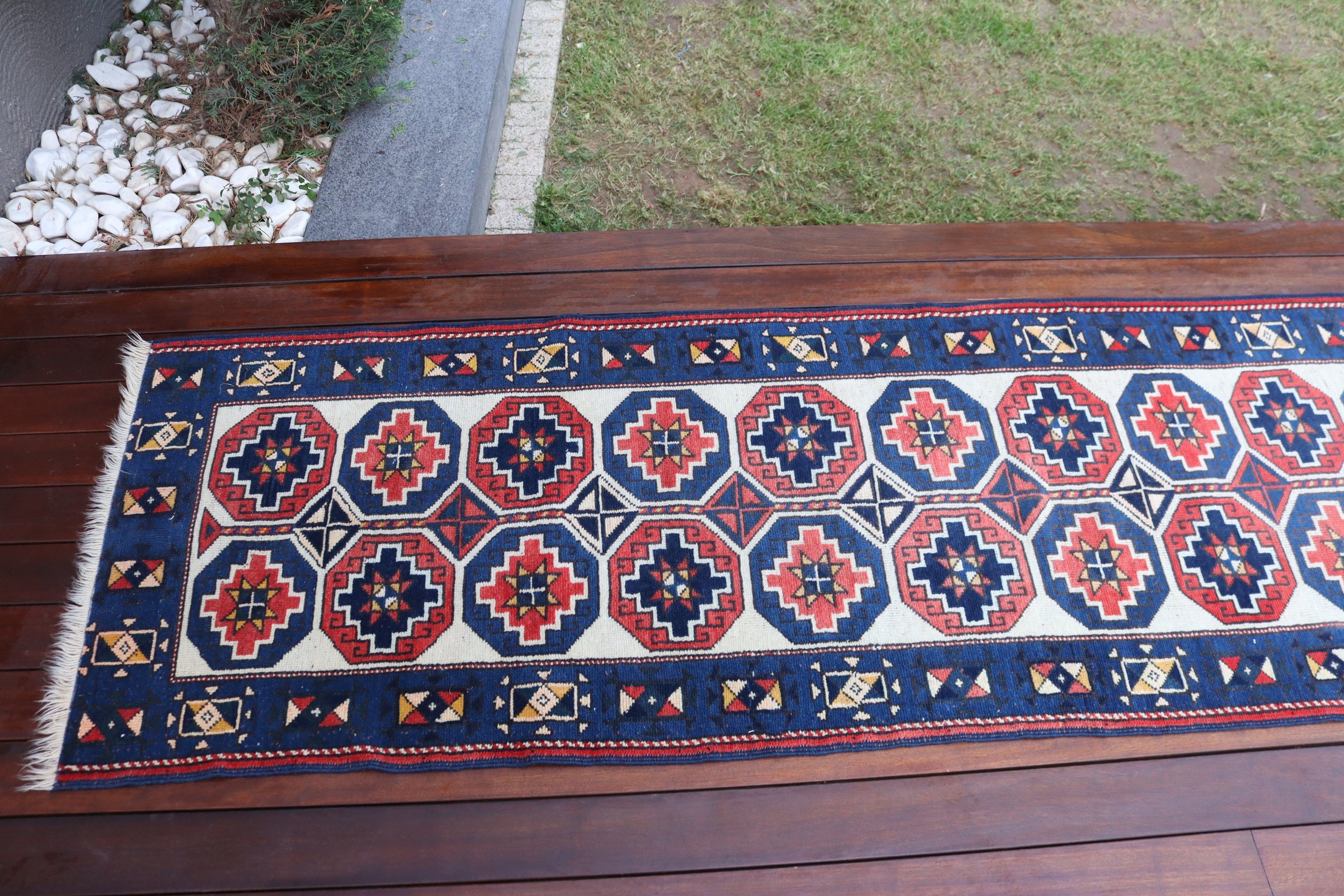 Mavi Açıklama Halısı, Türk Halısı, Boho Halısı, Koridor Halısı, Mutfak Halıları, Nötr Halı, Vintage Halı, 2.3x8.7 ft Runner Halıları, Mutfak Halıları