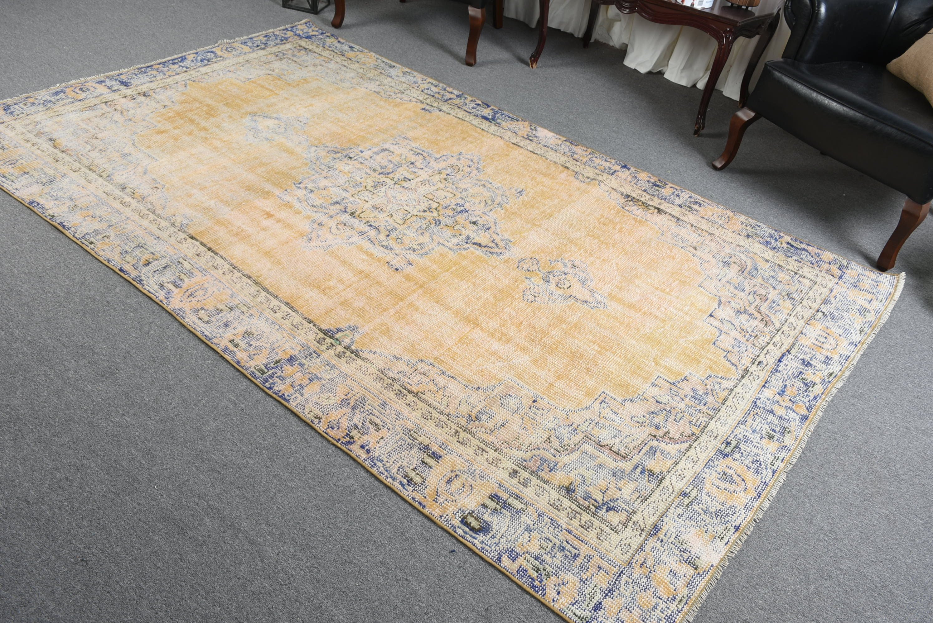 Living Room Rug, Home Decor Rugs, Vintage Rug, Turkish Rug, Dorm Rug, Yellow Wool Rug, Oriental Rug, Dining Room Rug, 5.5x8.8 ft Large Rug