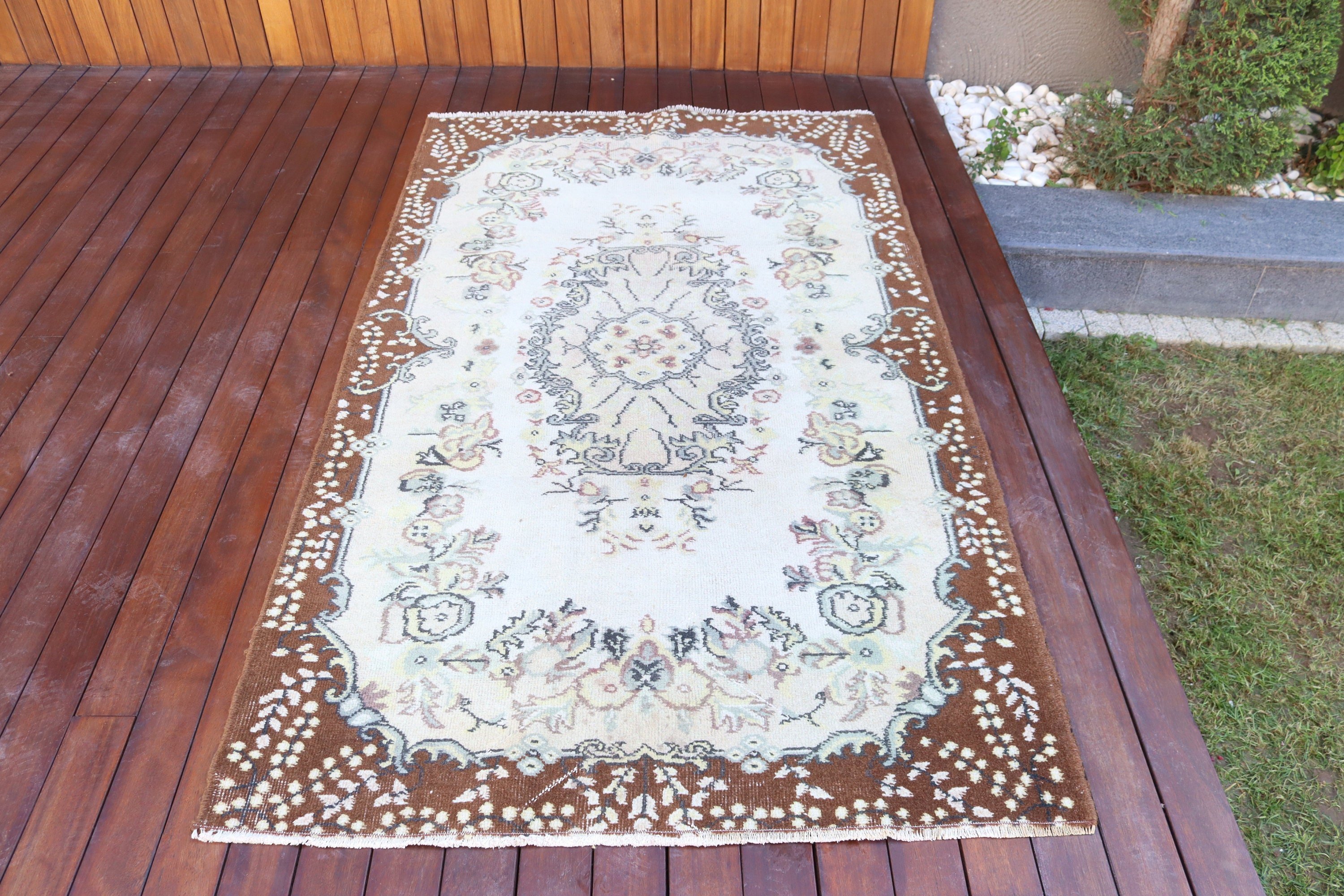 Vintage Halılar, Bej Antika Halılar, Mutfak Halıları, Türk Halısı, Aztek Halısı, 3,9x6,6 ft Alan Halıları, El Dokuma Halılar, Geometrik Halı, Boho Alan Halıları