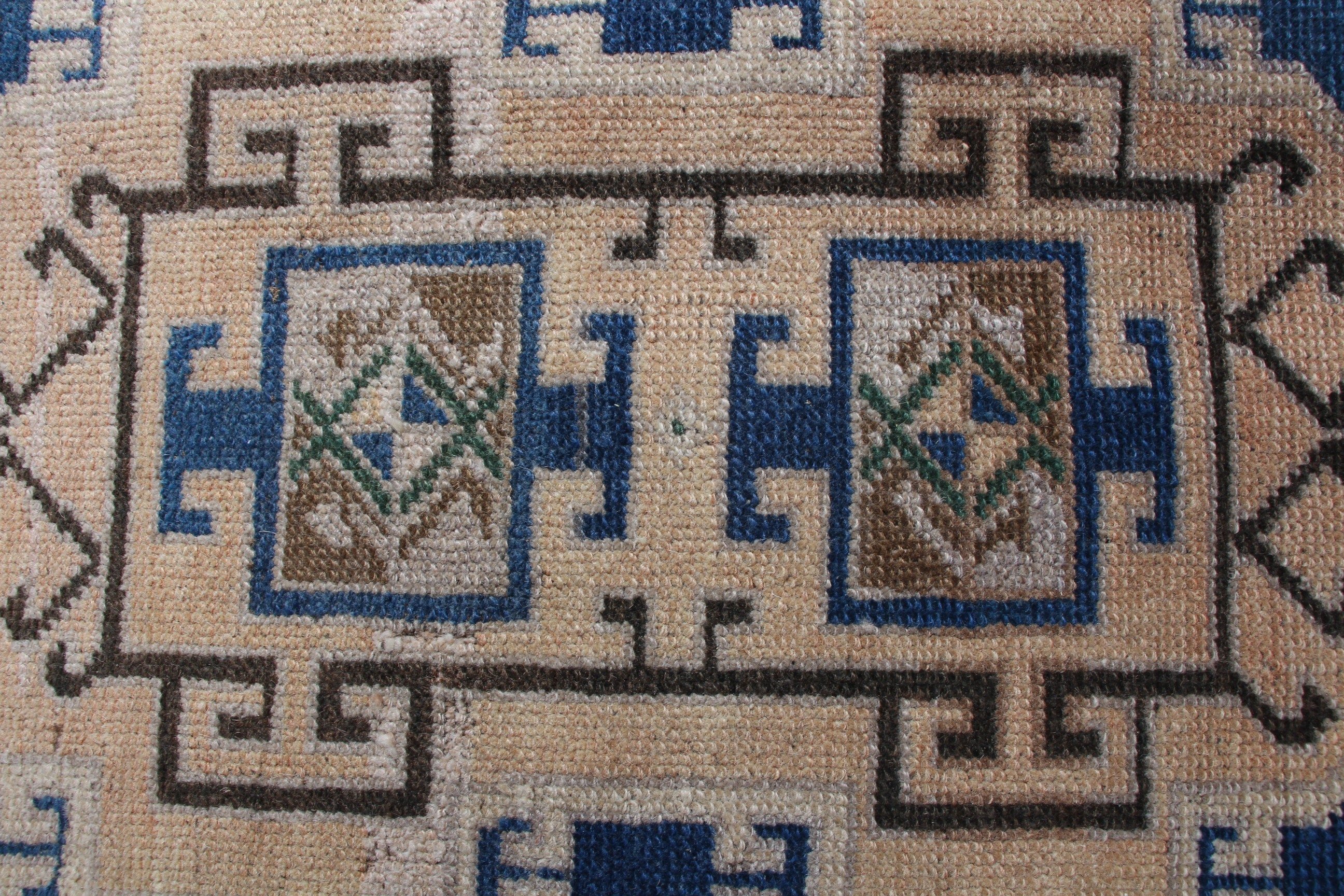 Vintage Rug, Antique Rugs, Bathroom Rugs, Turkish Rugs, Blue Bedroom Rug, Nursery Rug, Anatolian Rug, Retro Rugs, 1.3x3.7 ft Small Rug