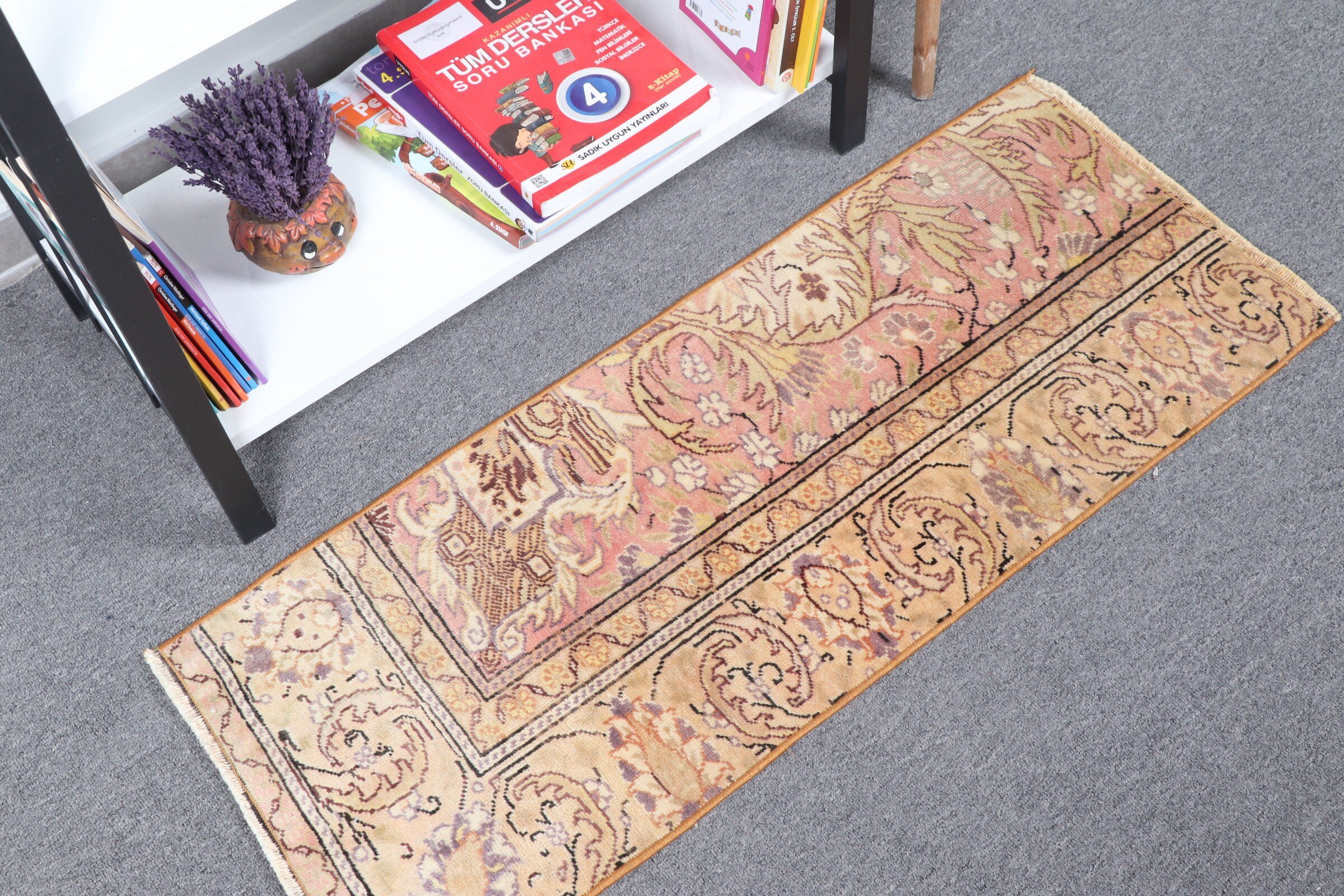 Car Mat Rugs, 1.3x3.3 ft Small Rug, Oriental Rug, Turkish Rug, Vintage Rug, Bright Rug, Beige Moroccan Rugs, Bedroom Rug, Wall Hanging Rug