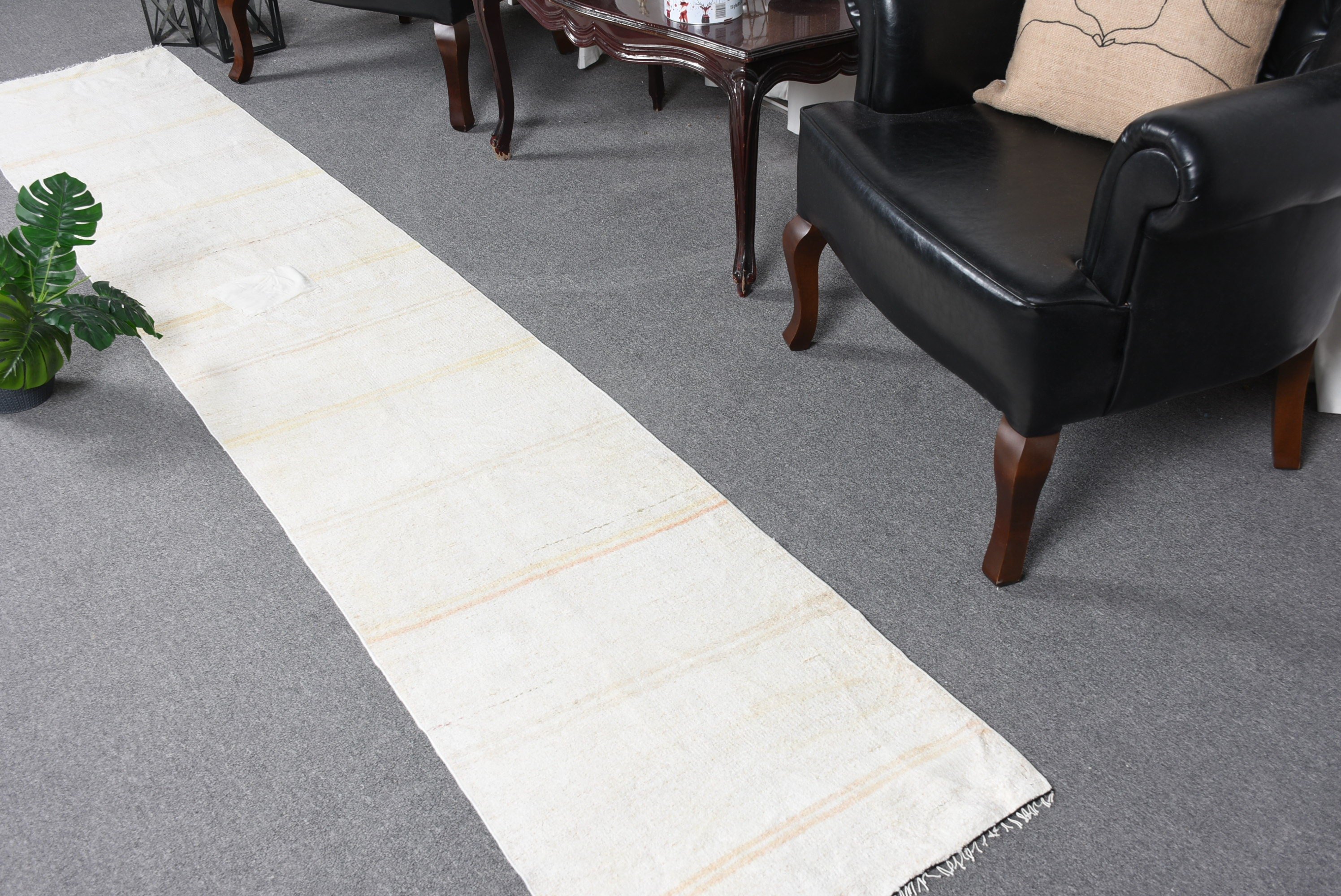 Bright Rug, Kitchen Rug, Vintage Rugs, Corridor Rugs, 1.9x10.4 ft Runner Rug, Turkish Rugs, Beige Oushak Rug, Floor Rugs, Rugs for Runner